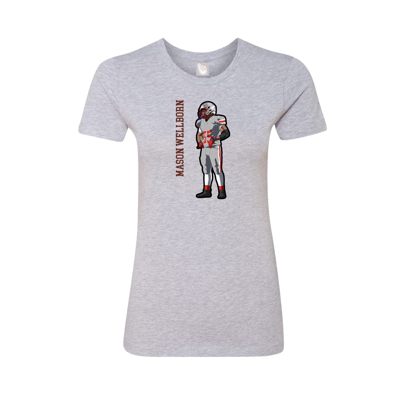 Fitted Women's Tee — Name Vertical in Grey