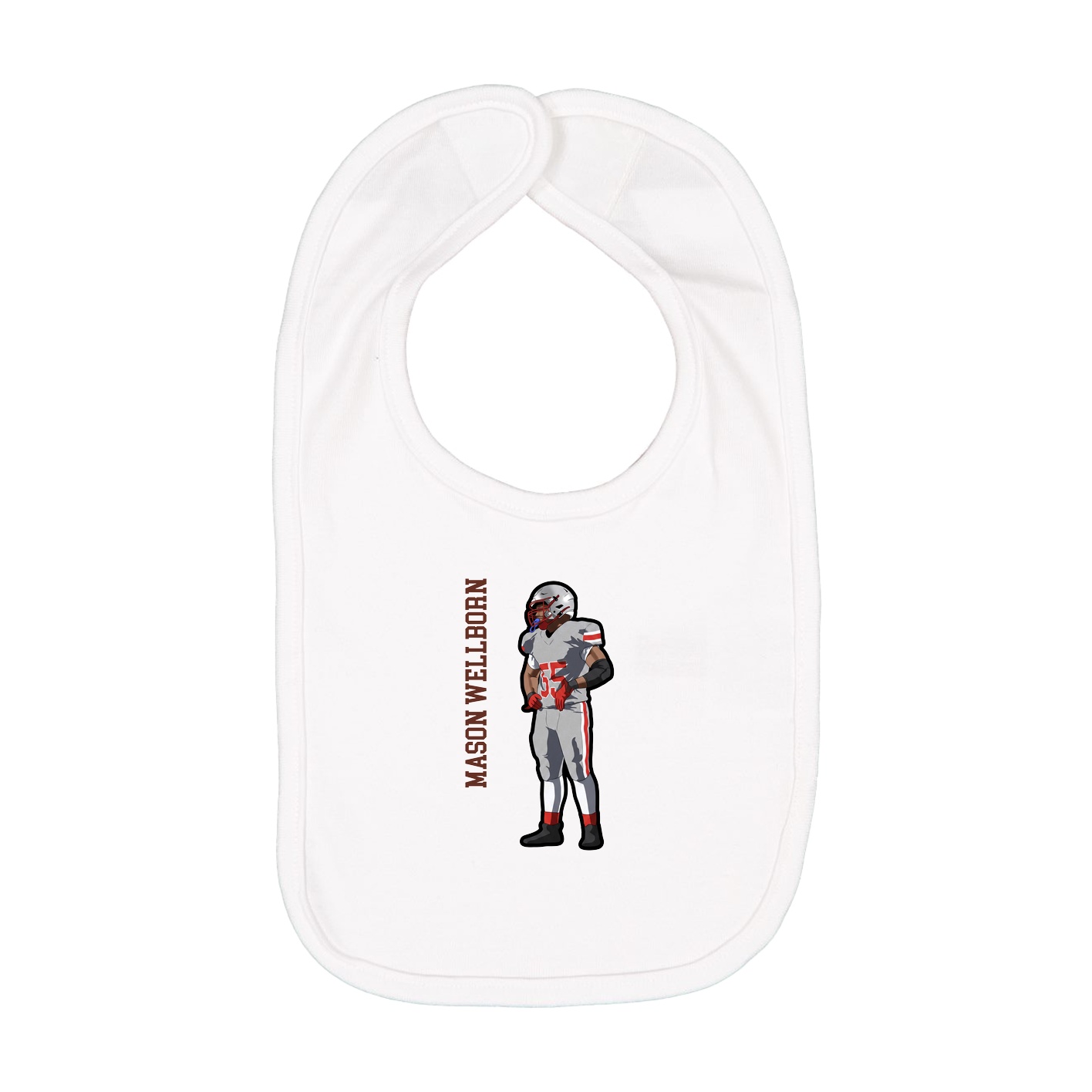 Infant Bib — Name Vertical in White
