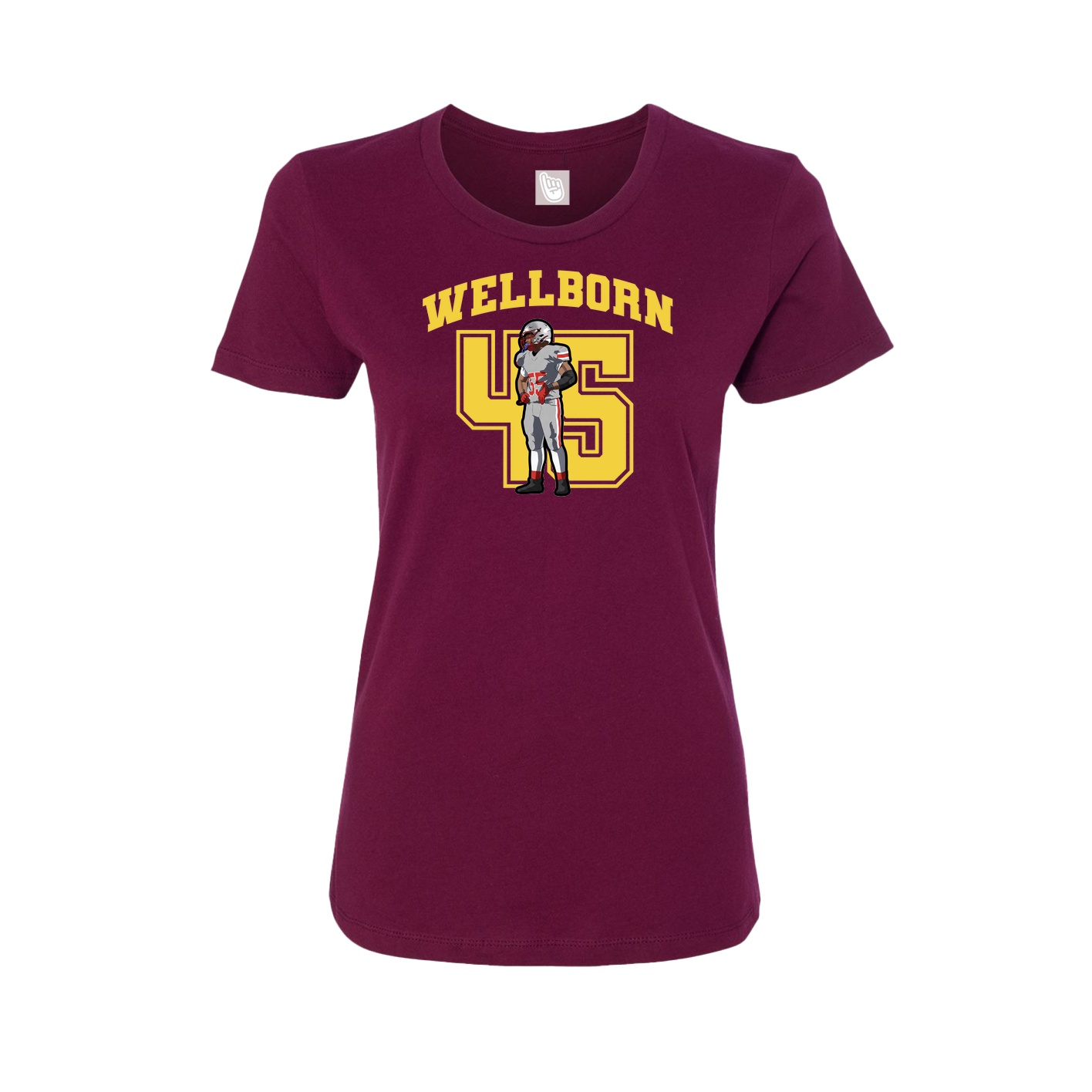 Fitted Women's Tee — Number in Maroon