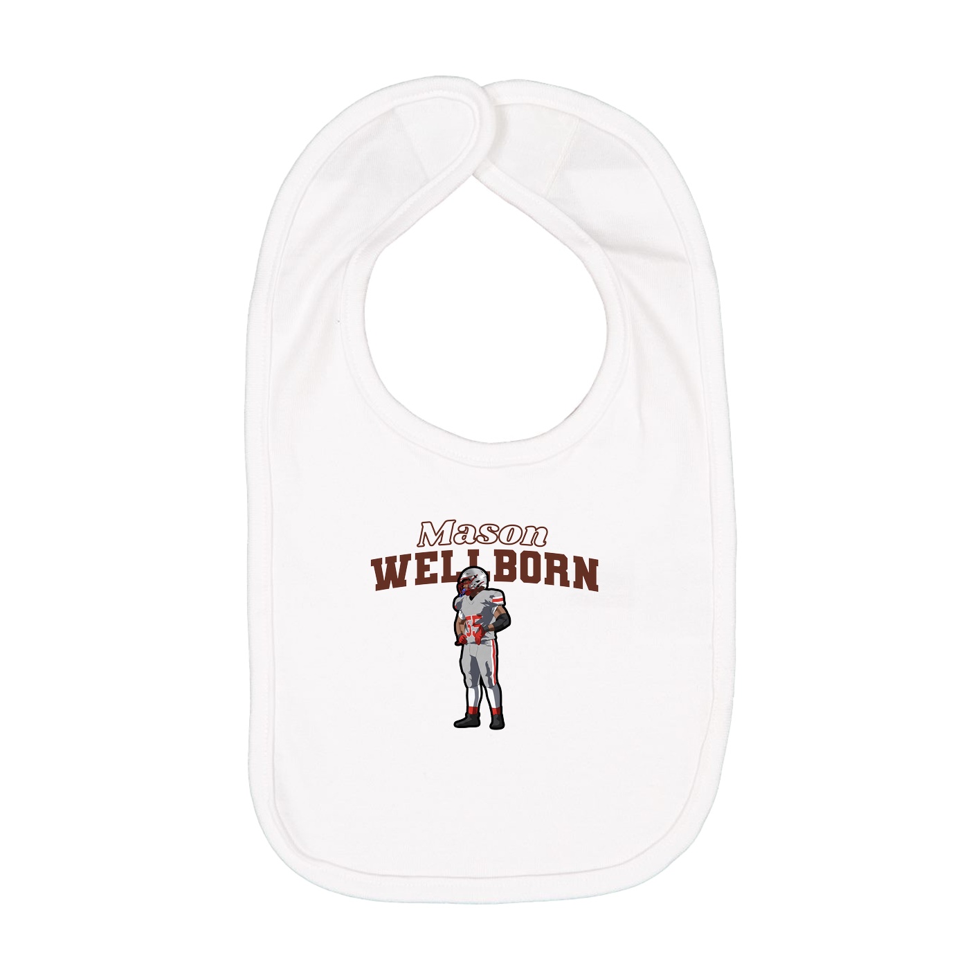 Infant Bib — Name Arch in White