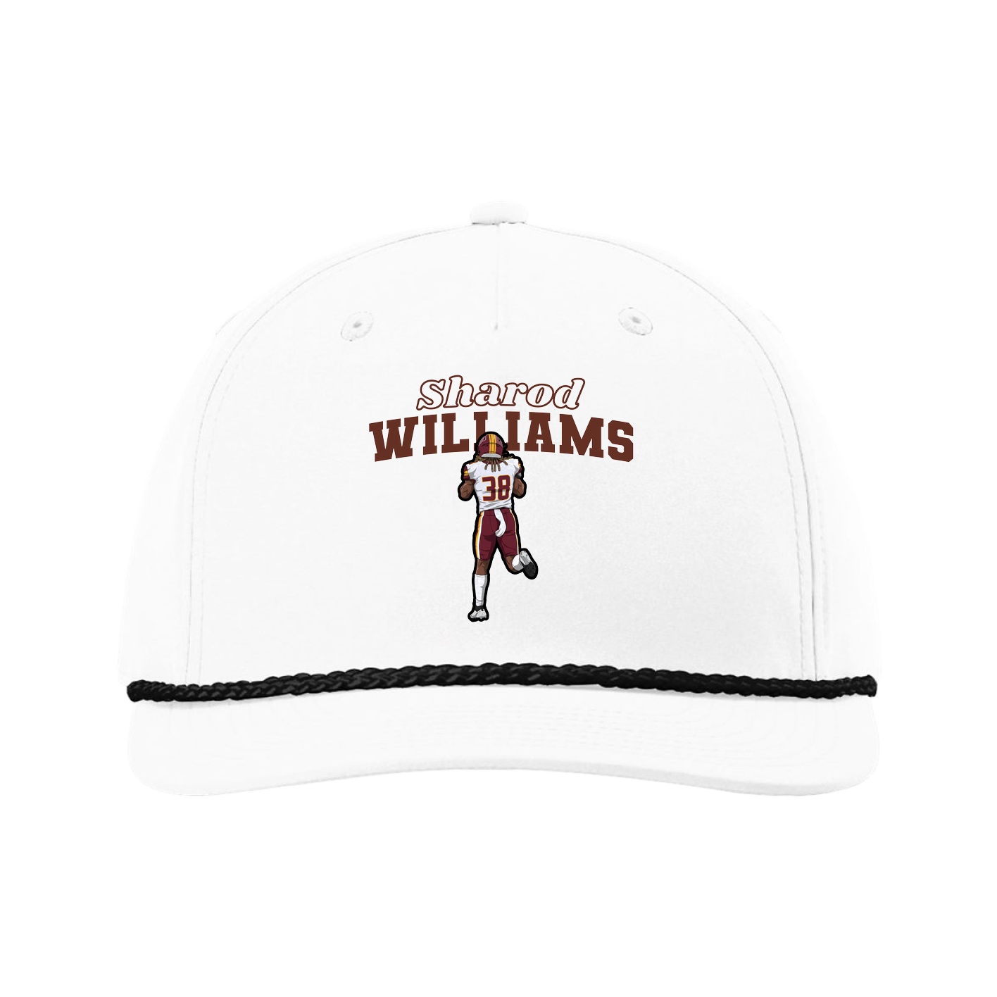 Five-Panel Classic Rope Cap — Name Arch in White