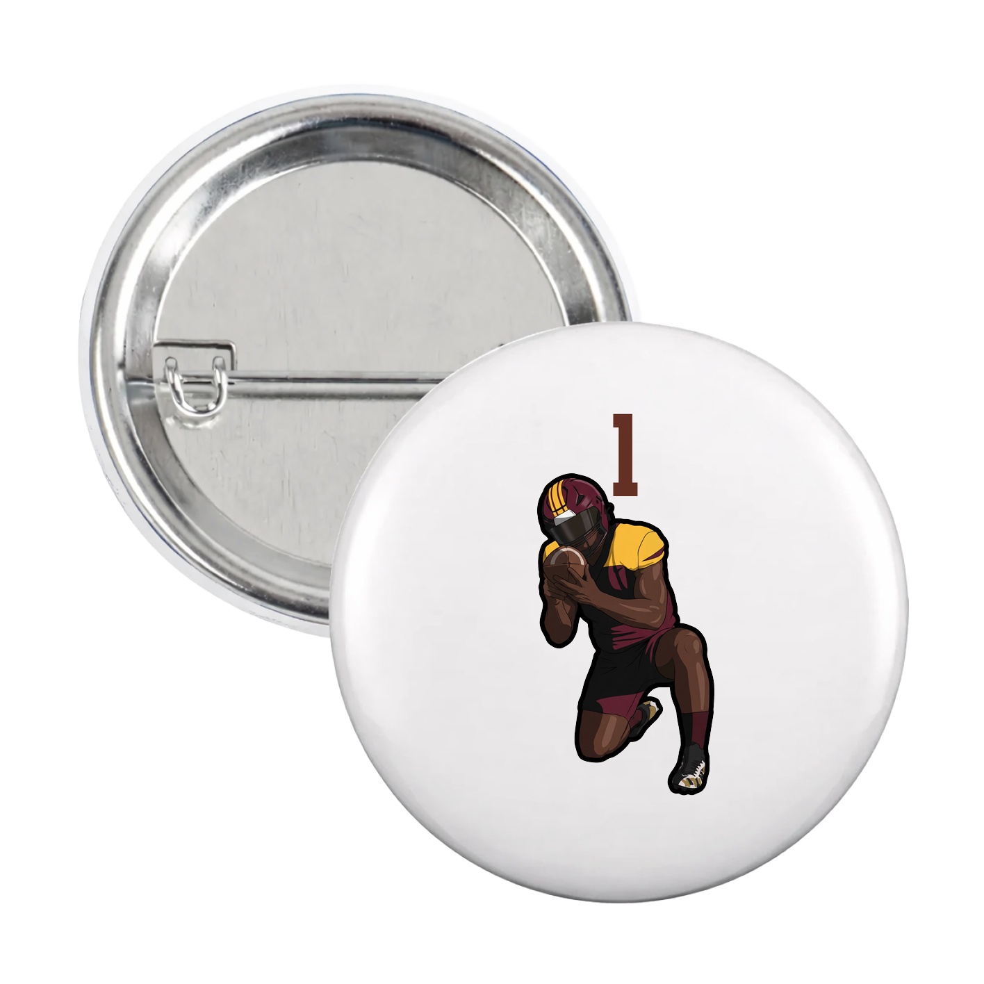 Game Day Button — Number Top in White
