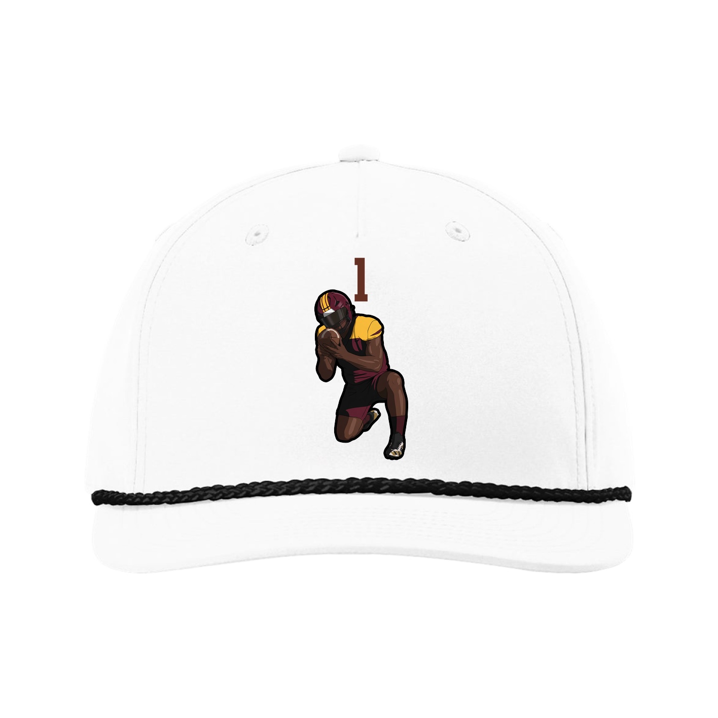 Five-Panel Classic Rope Cap — Number Top in White