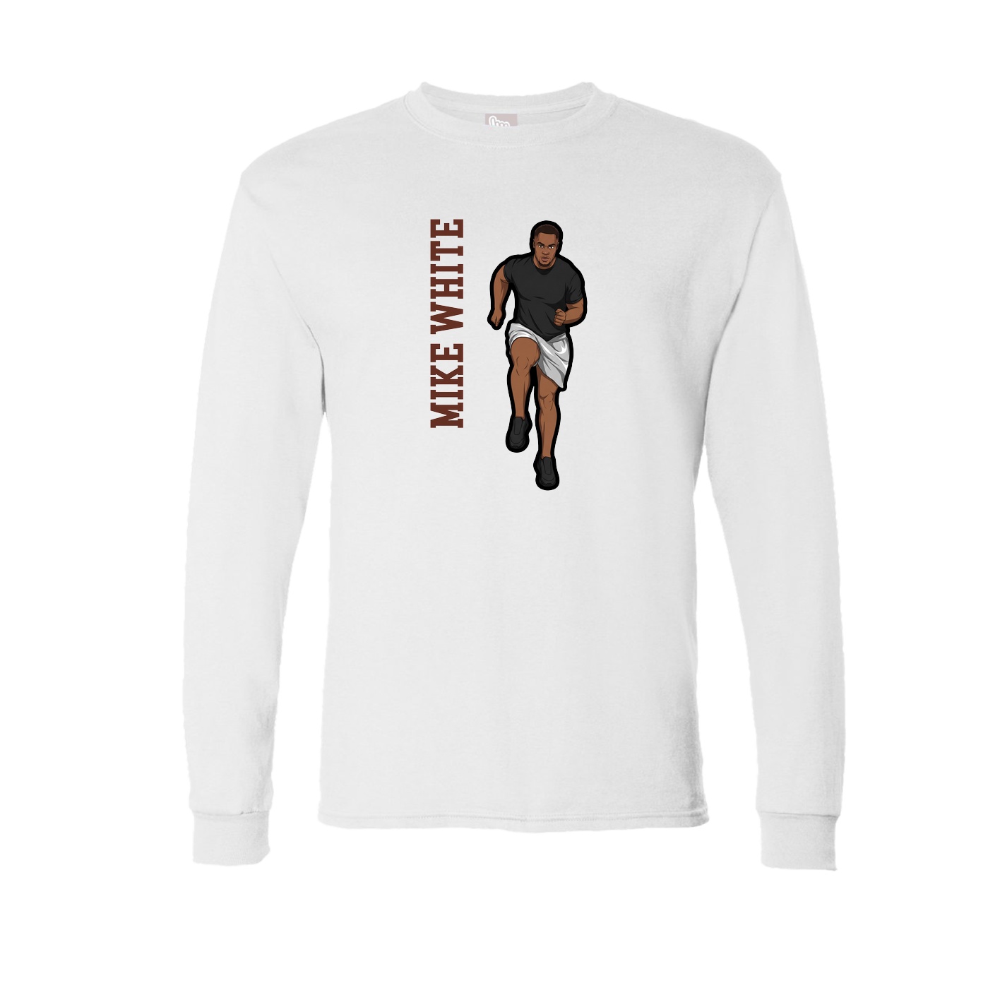 Long Sleeve Tee — Name Vertical in White