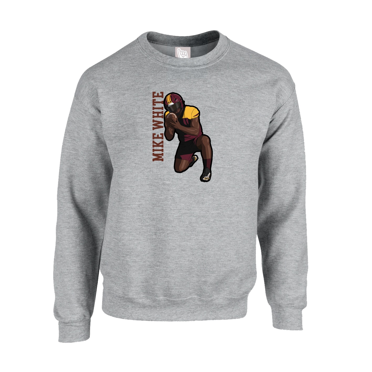 Fleece Crew — Name Vertical in Grey