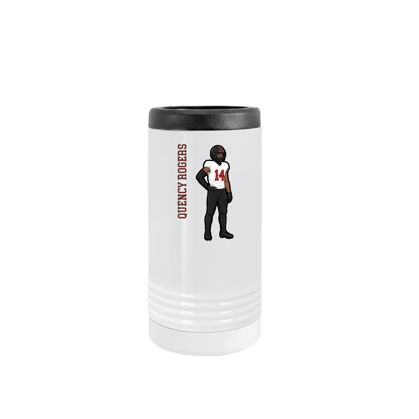 Slim Beverage Holder — Name Vertical in White