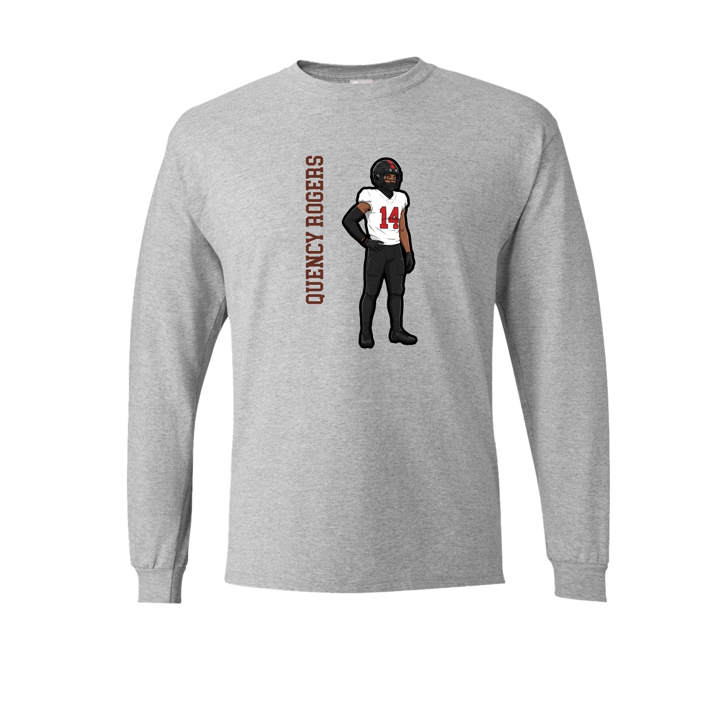 Long Sleeve Tee — Name Vertical in Grey