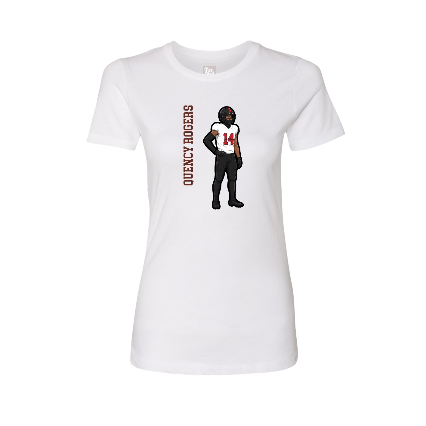 Fitted Women's Tee — Name Vertical in White
