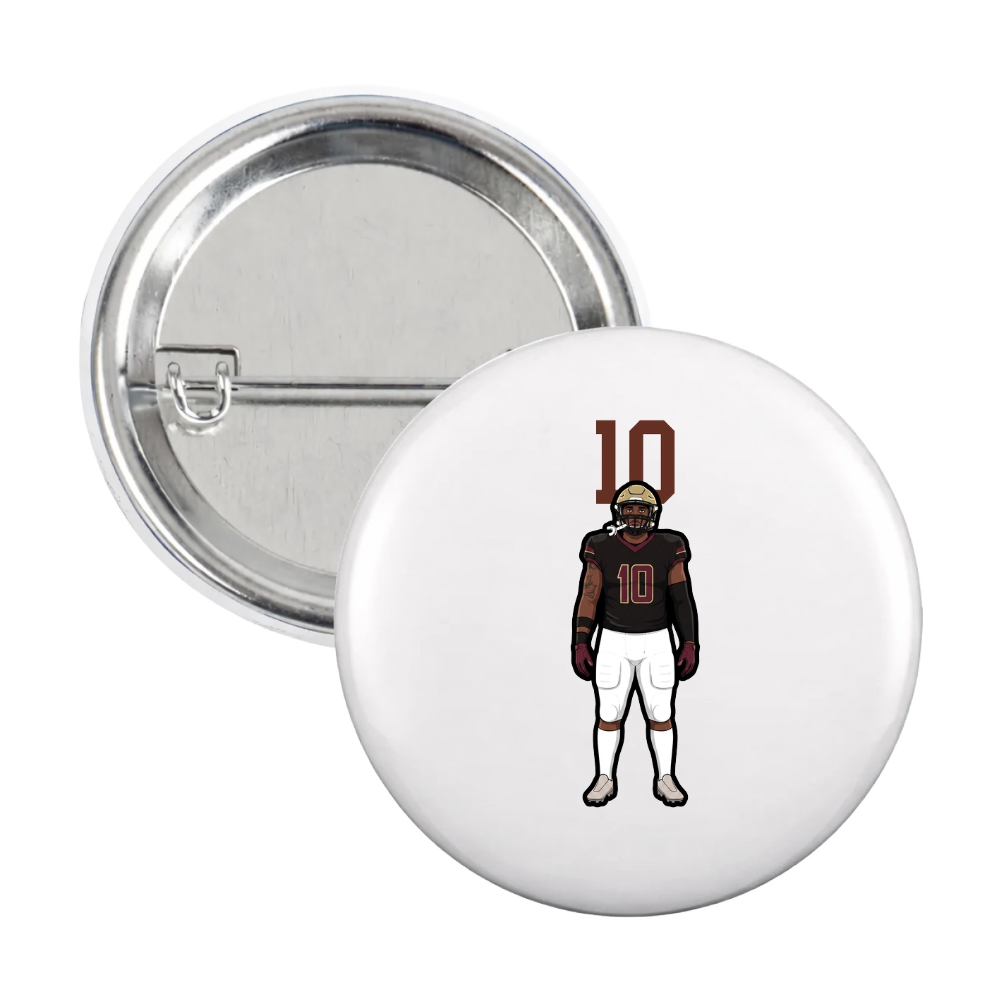 Game Day Button — Number Top in White