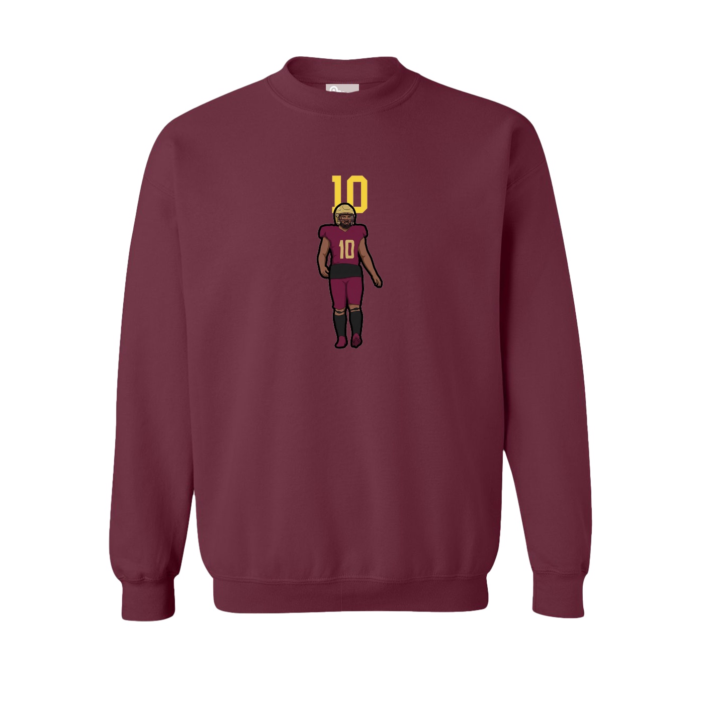 Fleece Crew — Number Top in Maroon