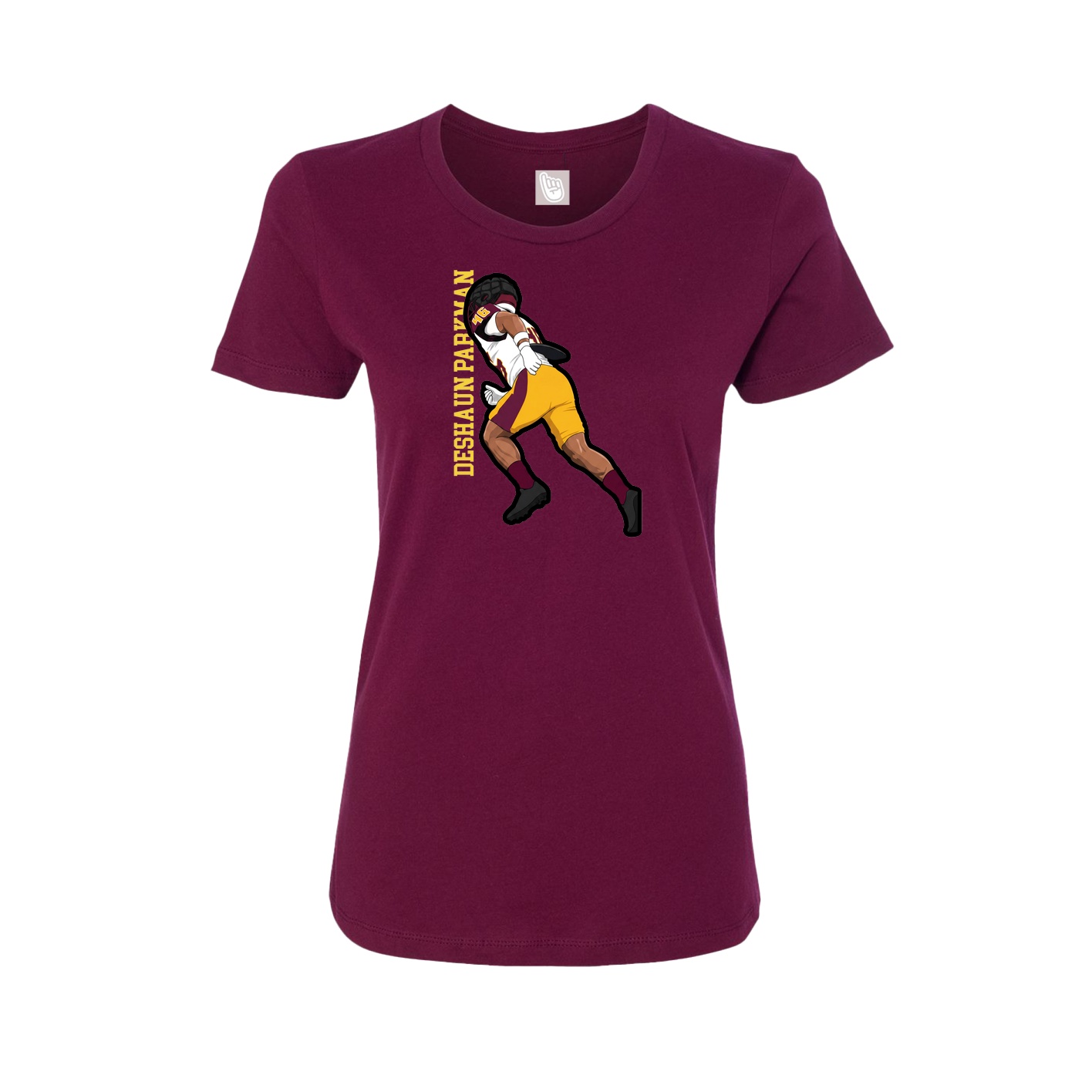 Fitted Women's Tee — Name Vertical in Maroon