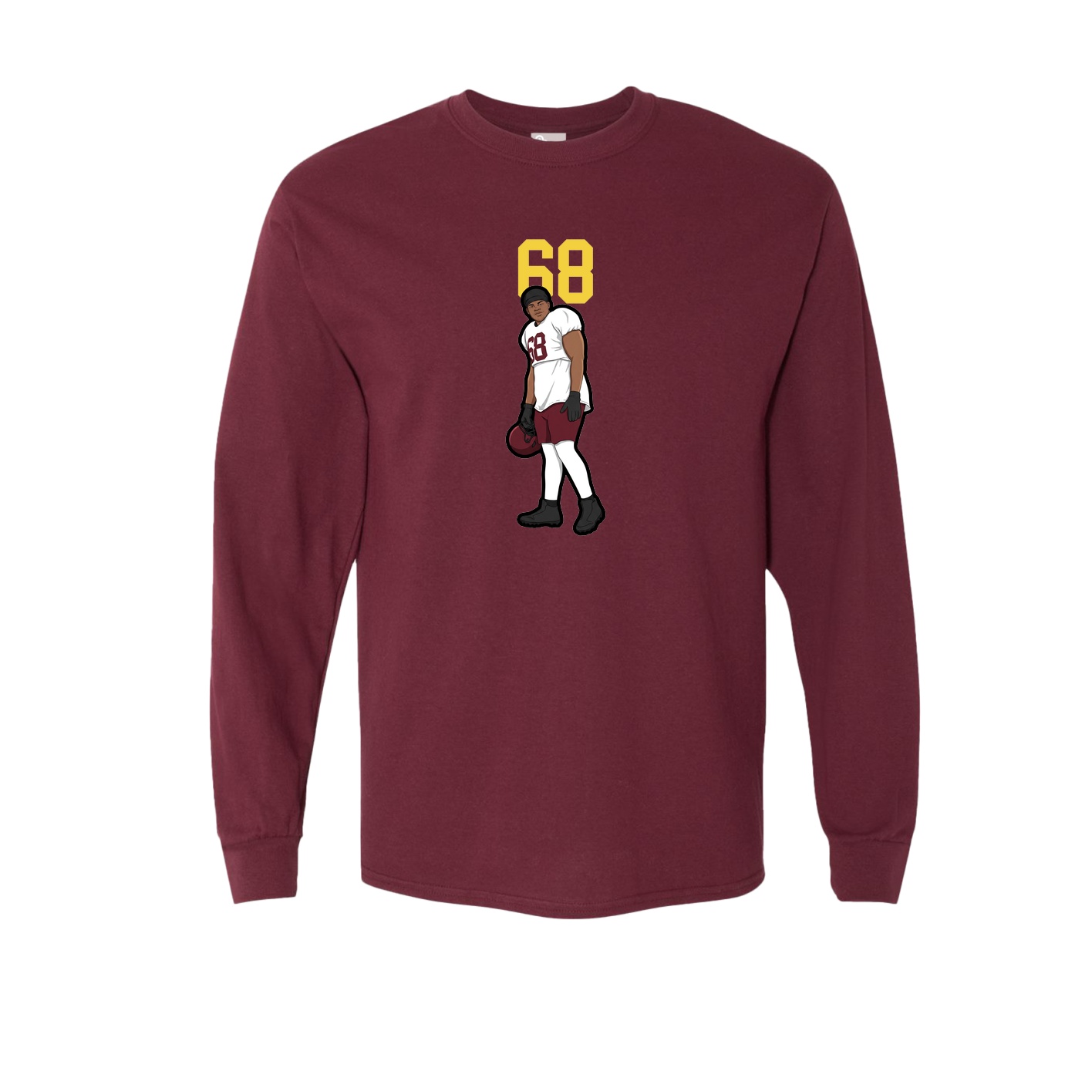 Long Sleeve Tee — Number Top in Maroon