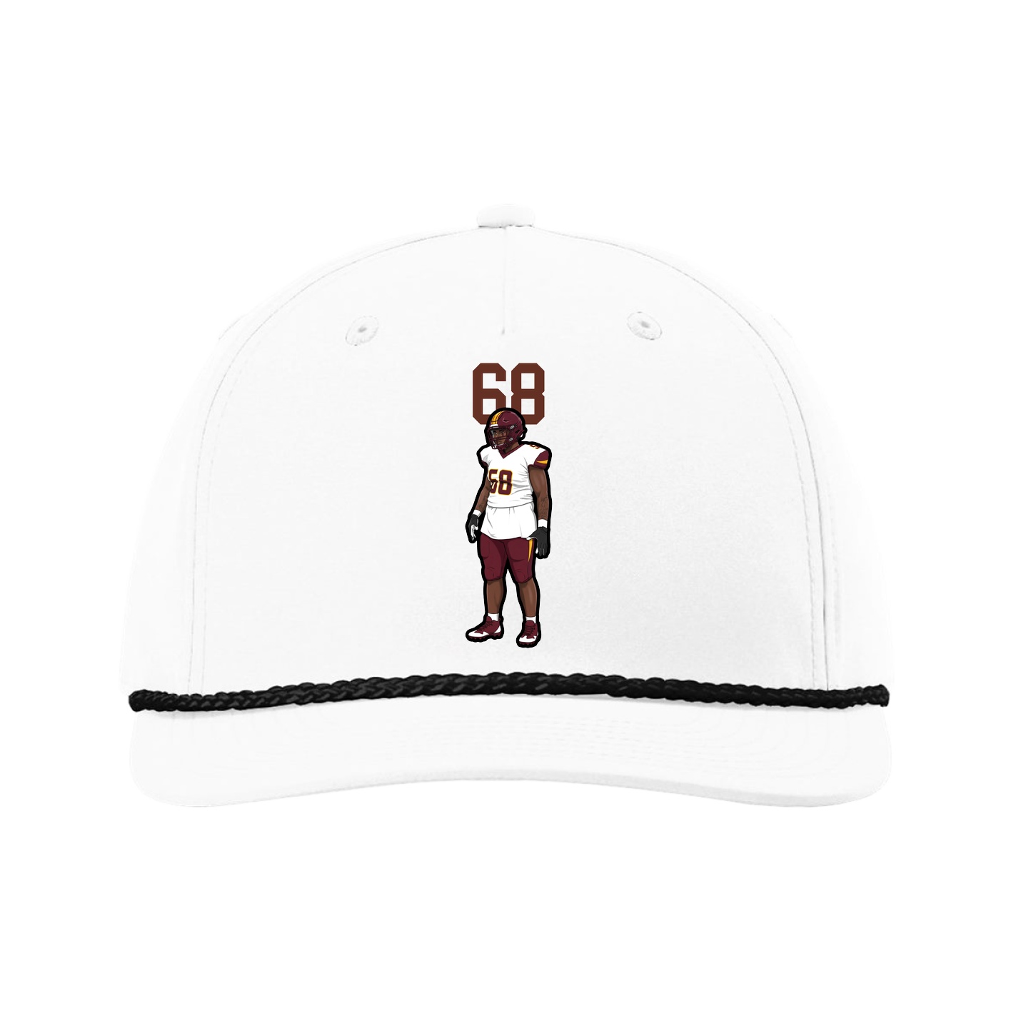 Five-Panel Classic Rope Cap — Number Top in White