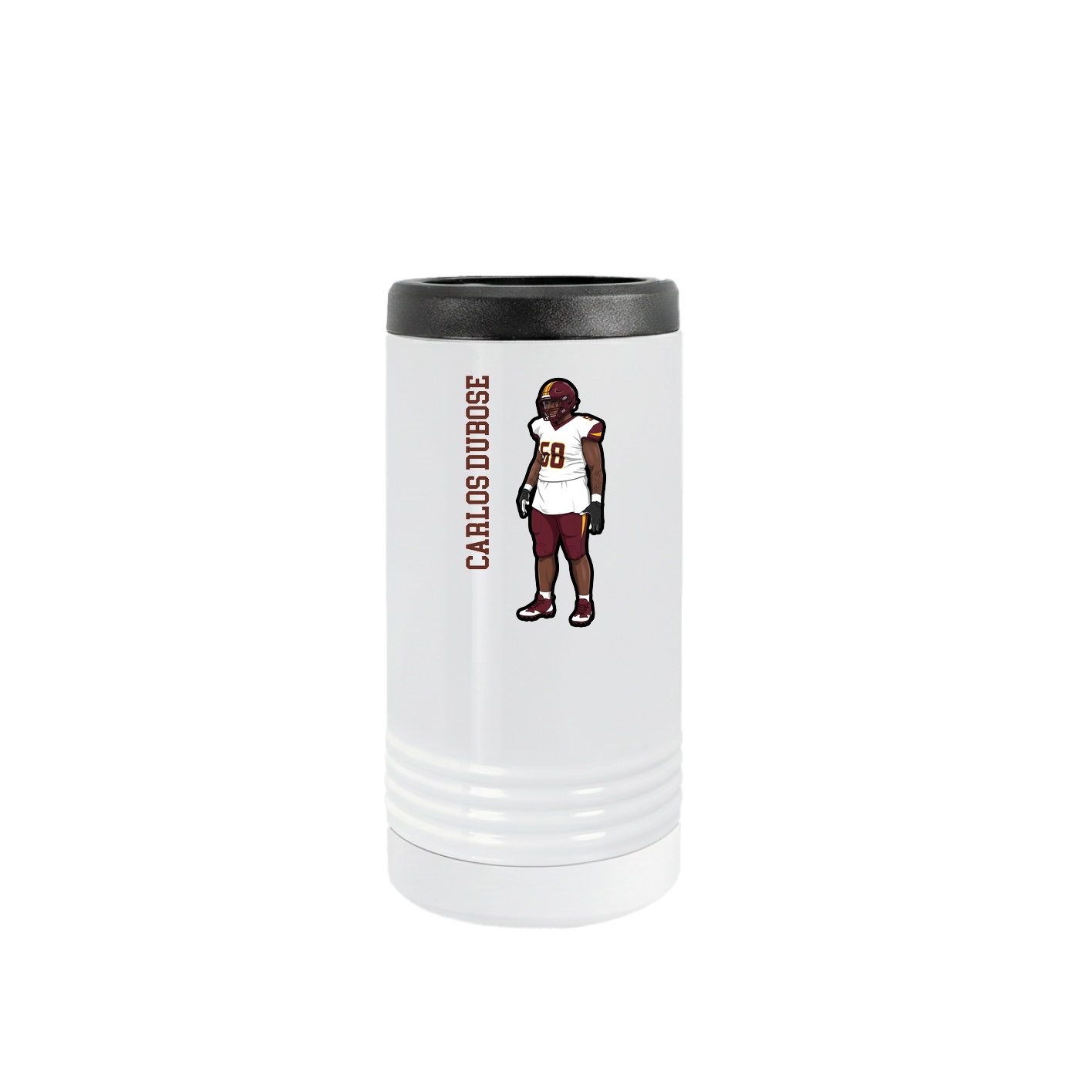 Slim Beverage Holder — Name Vertical in White