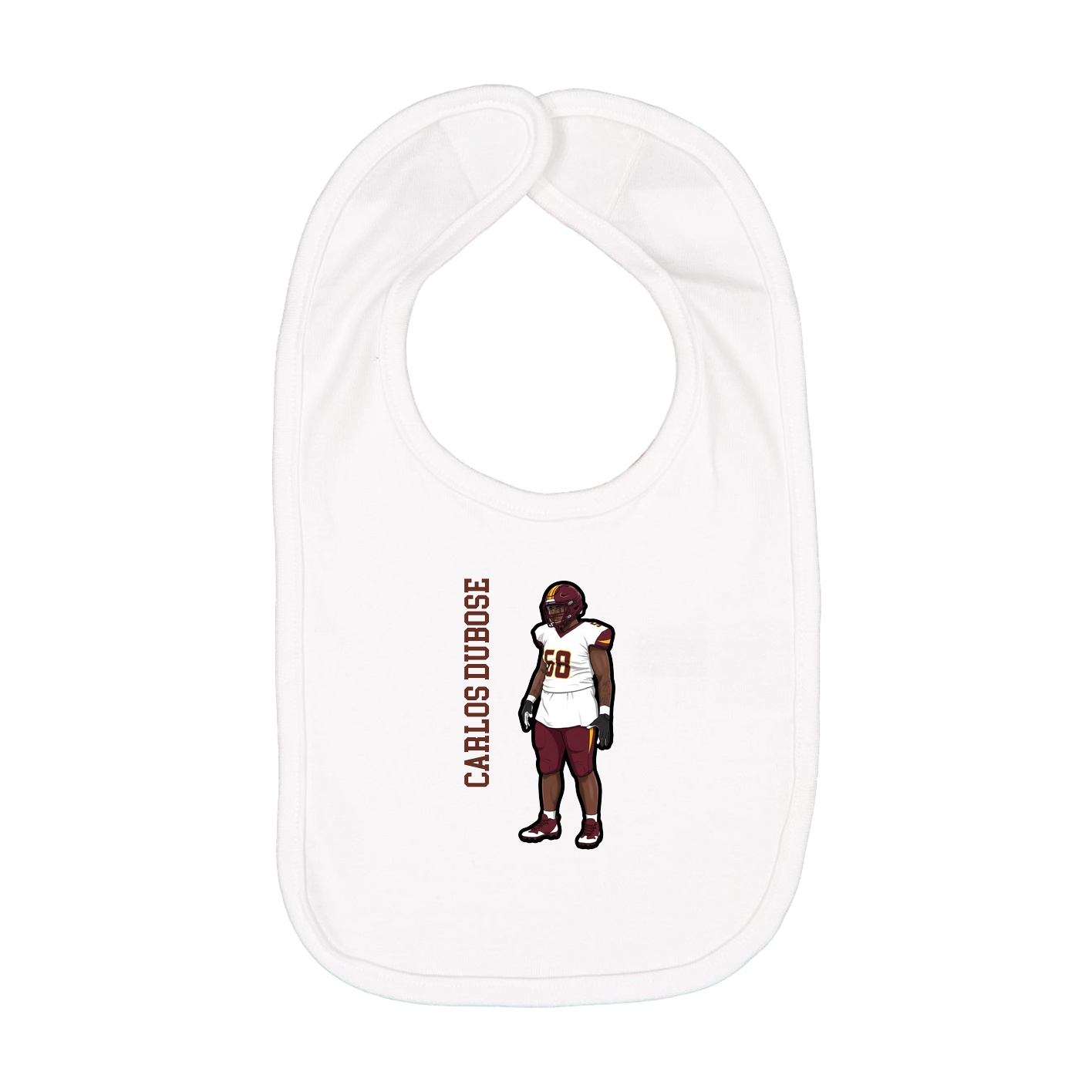 Infant Bib — Name Vertical in White