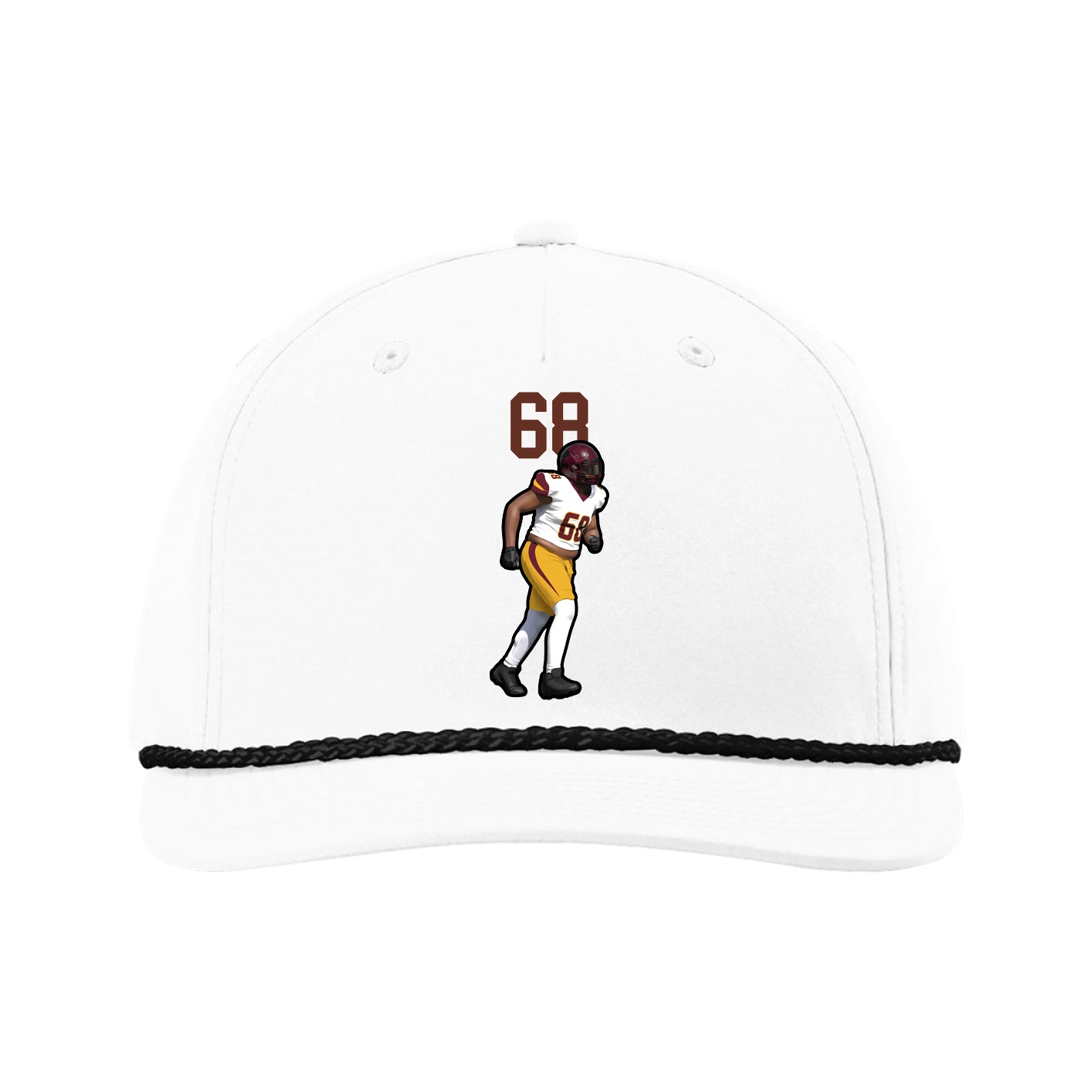 Five-Panel Classic Rope Cap — Number Top in White
