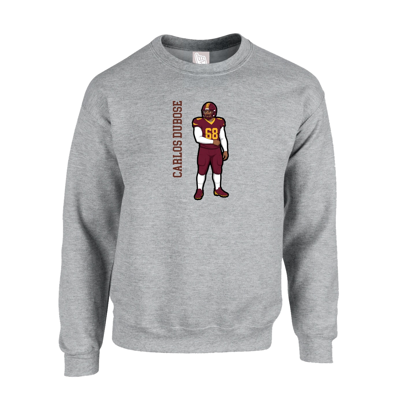 Fleece Crew — Name Vertical in Grey