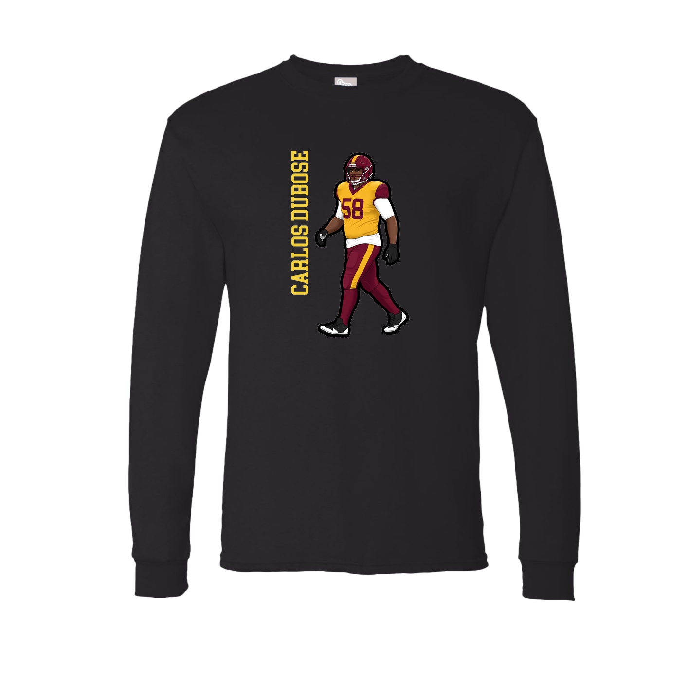 Long Sleeve Tee — Name Vertical in Black