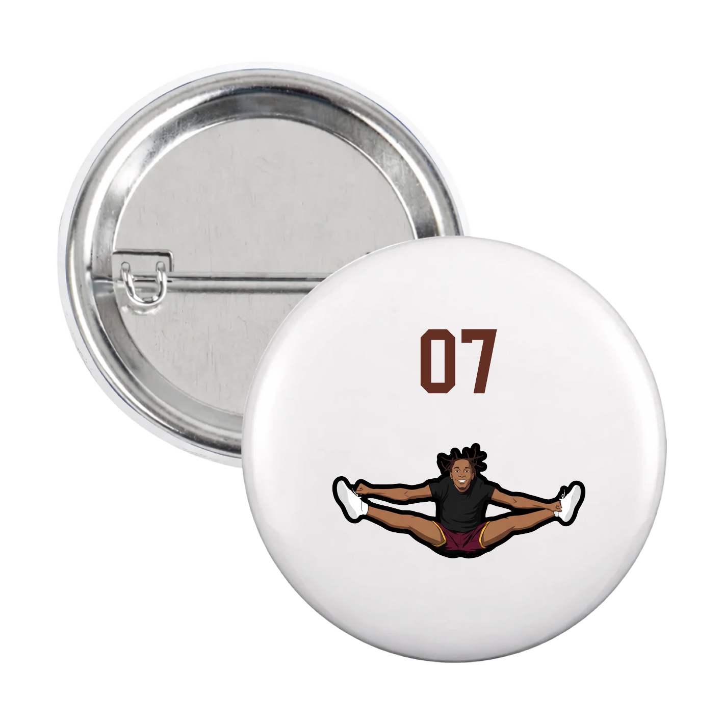Game Day Button — Number Top in White