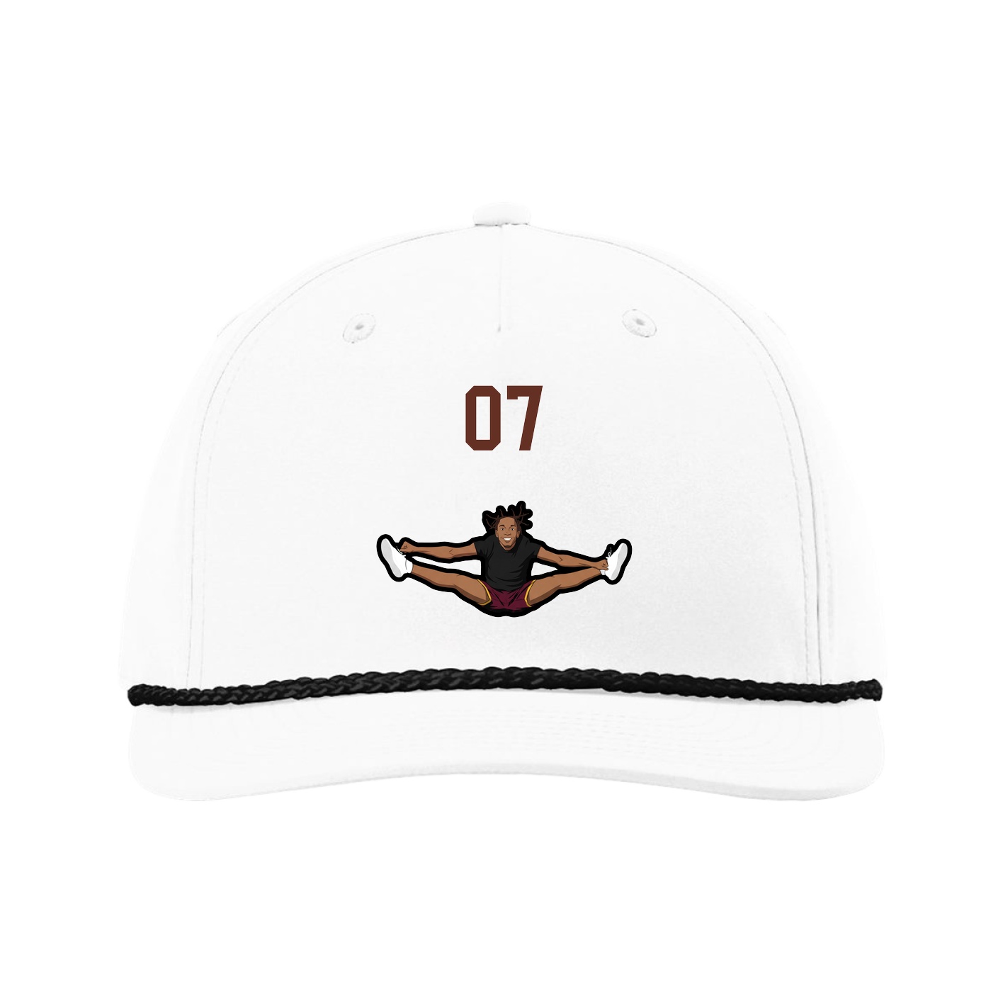 Five-Panel Classic Rope Cap — Number Top in White