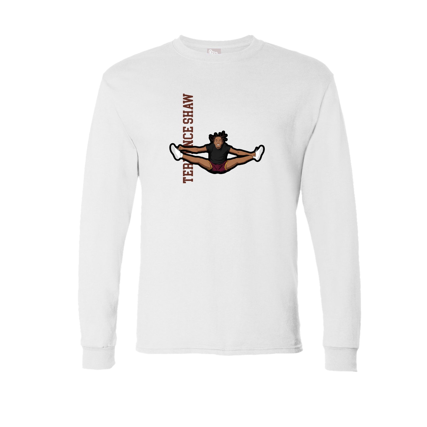 Long Sleeve Tee — Name Vertical in White