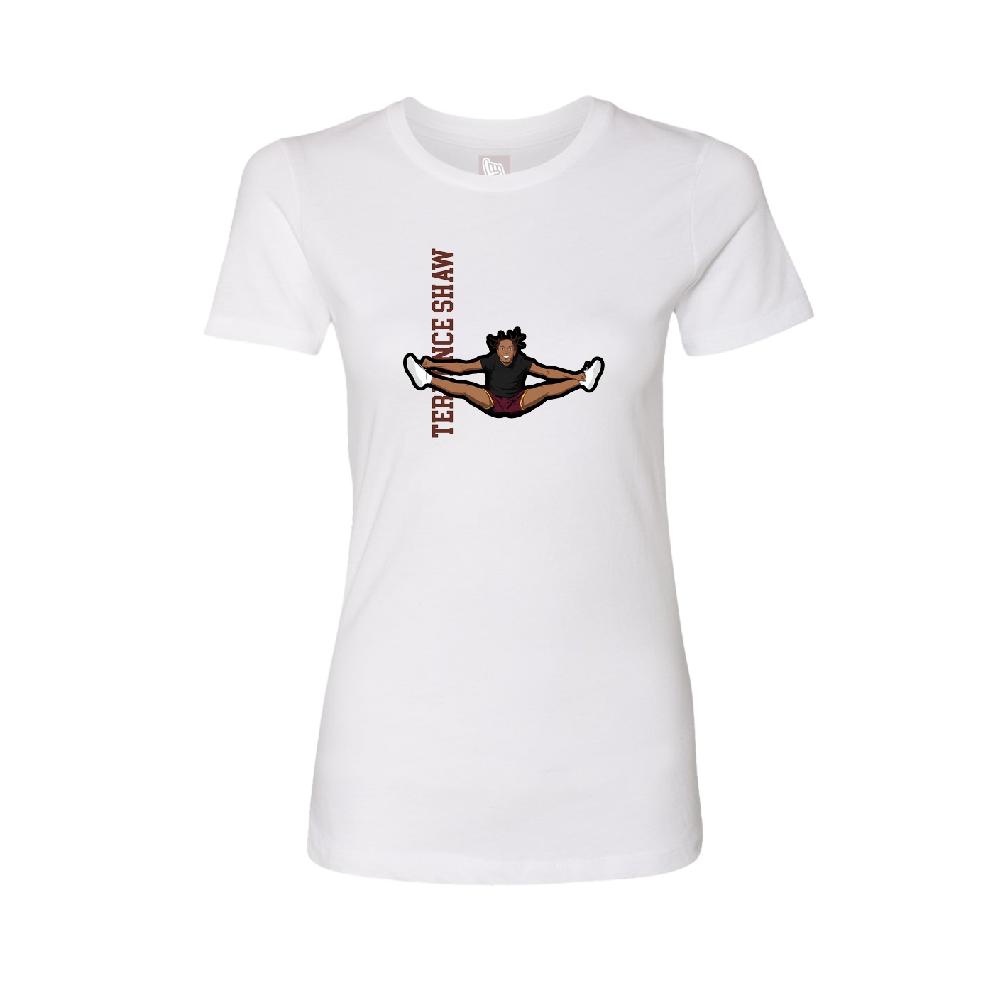 Fitted Women's Tee — Name Vertical in White