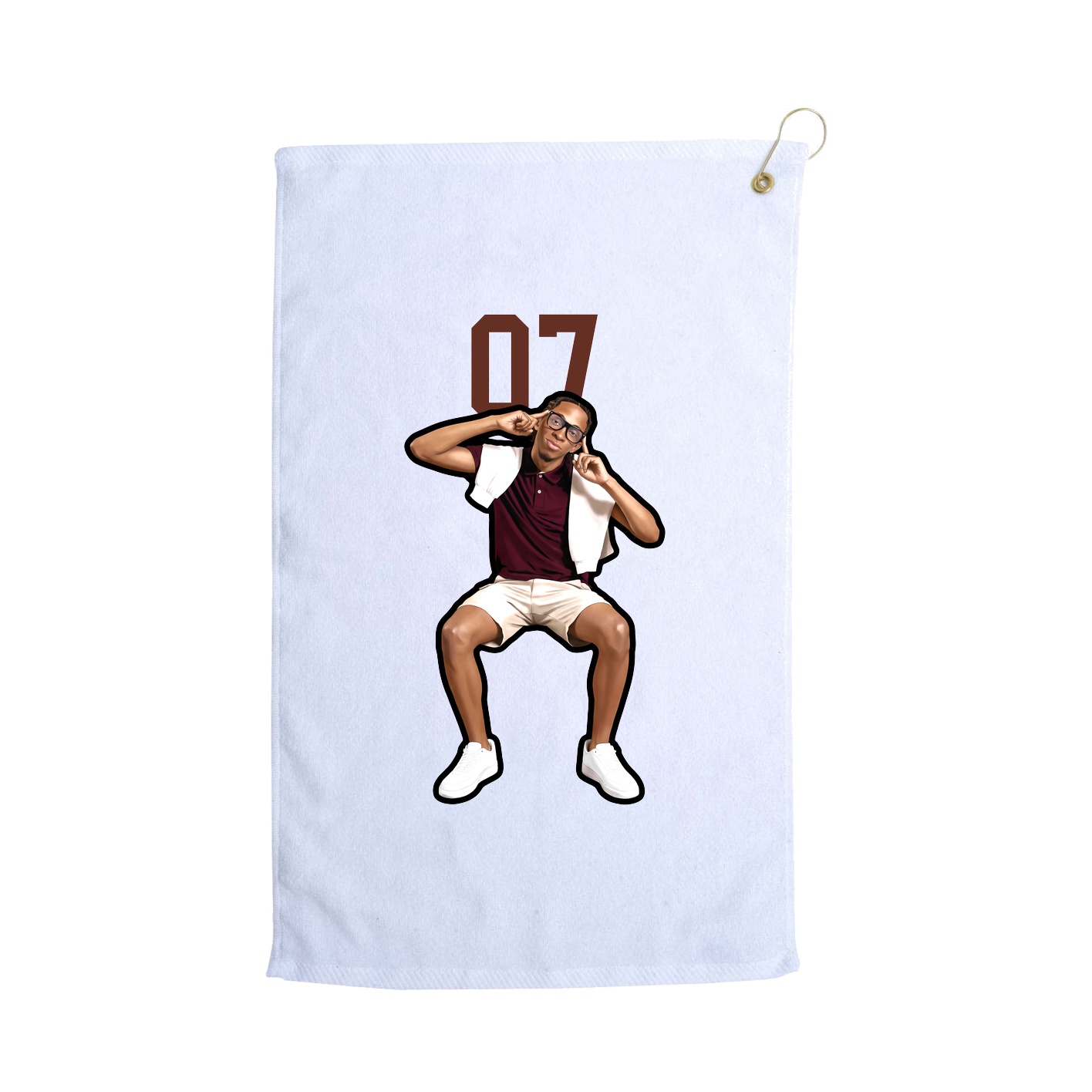 Golf Towel — Number Top in White