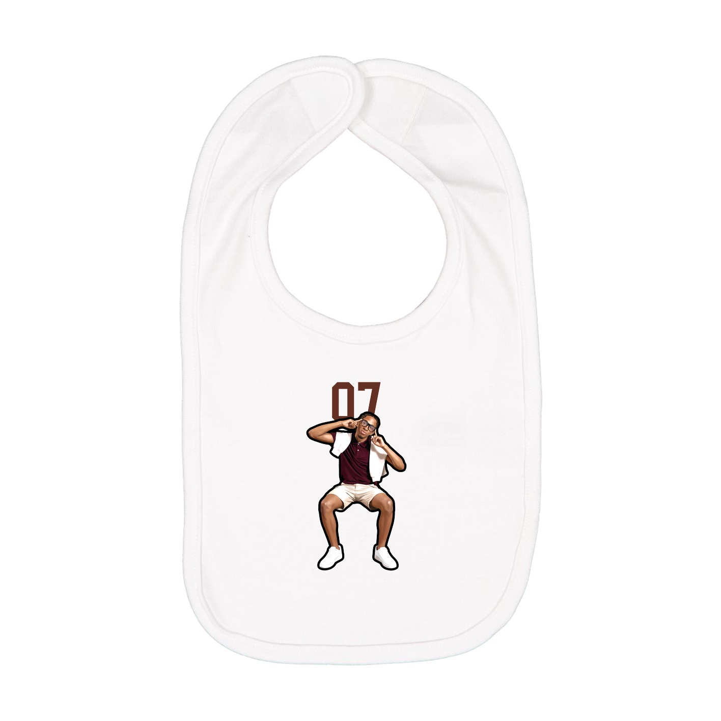 Infant Bib — Number Top in White