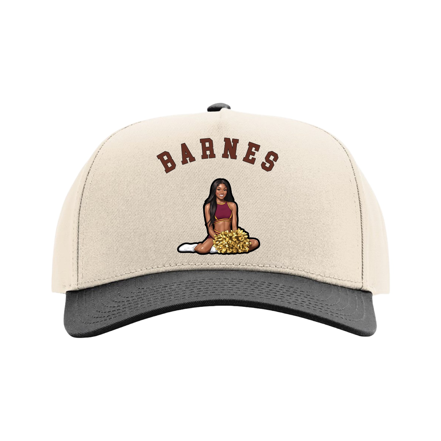 Full Fabric Five-Panel Champ Cap — Shirsey Arch in Cream/Black