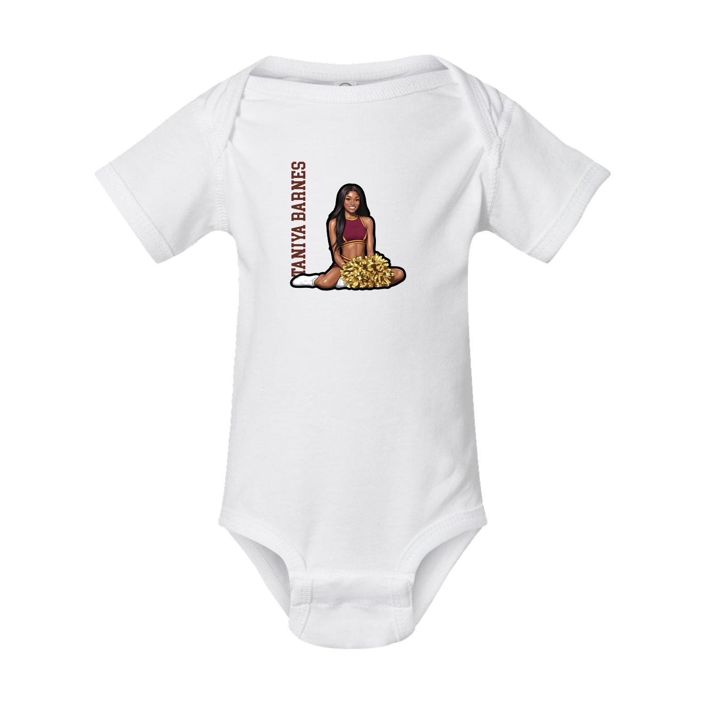 Baby Onesie — Name Vertical in White
