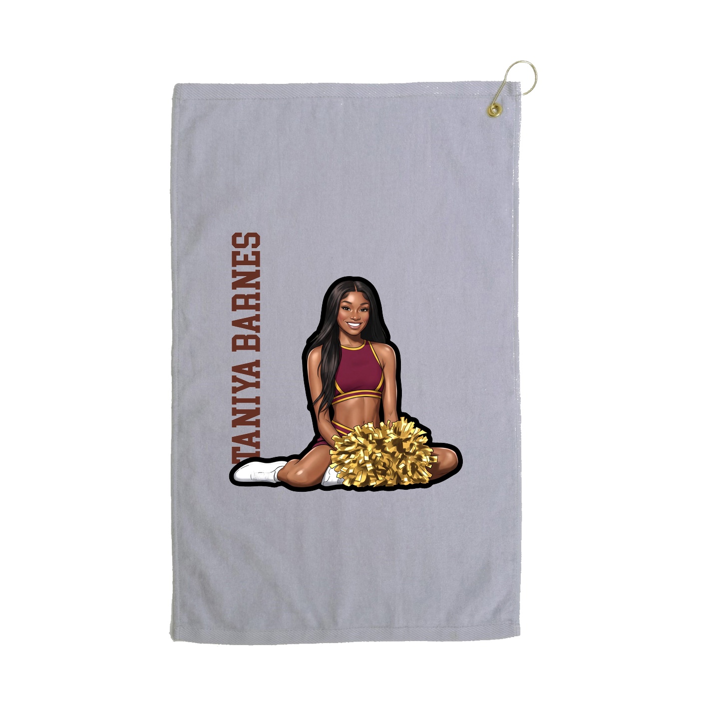 Golf Towel — Name Vertical in Grey