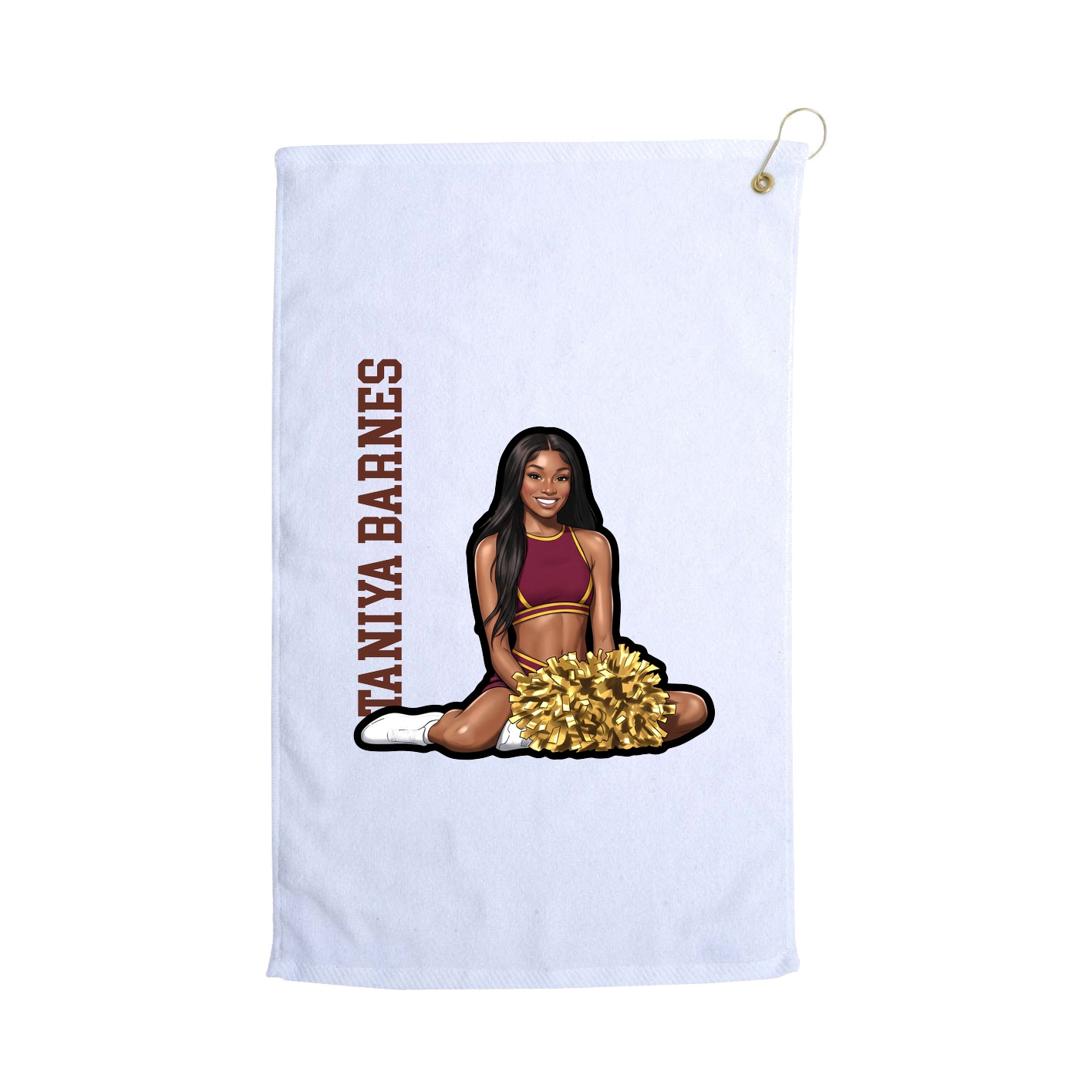 Golf Towel — Name Vertical in White