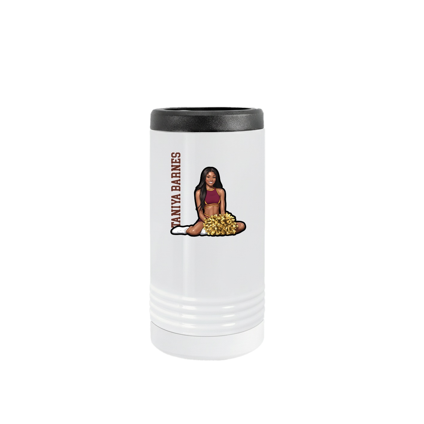 Slim Beverage Holder — Name Vertical in White