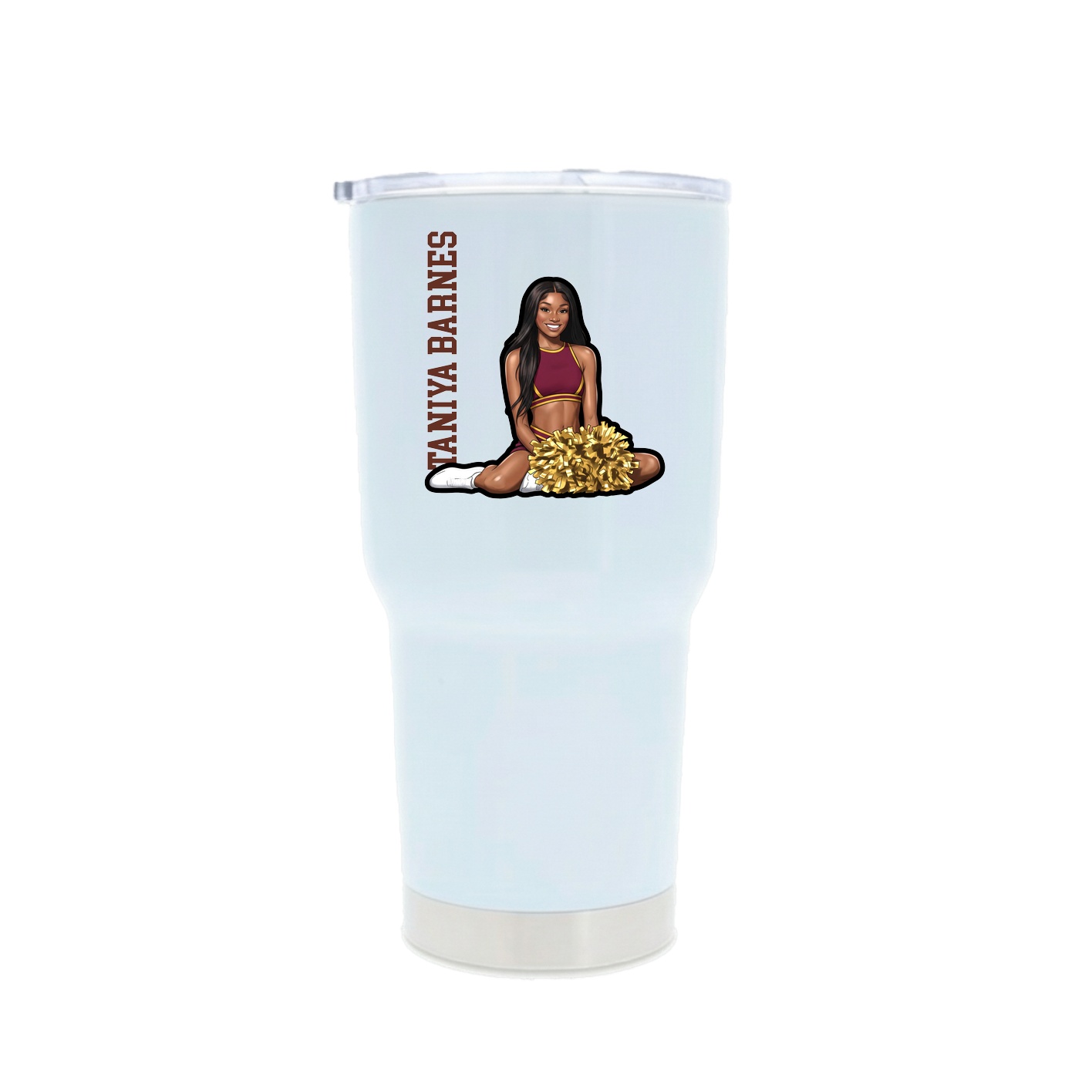 30oz Stainless Steel Tumbler — Name Vertical in White