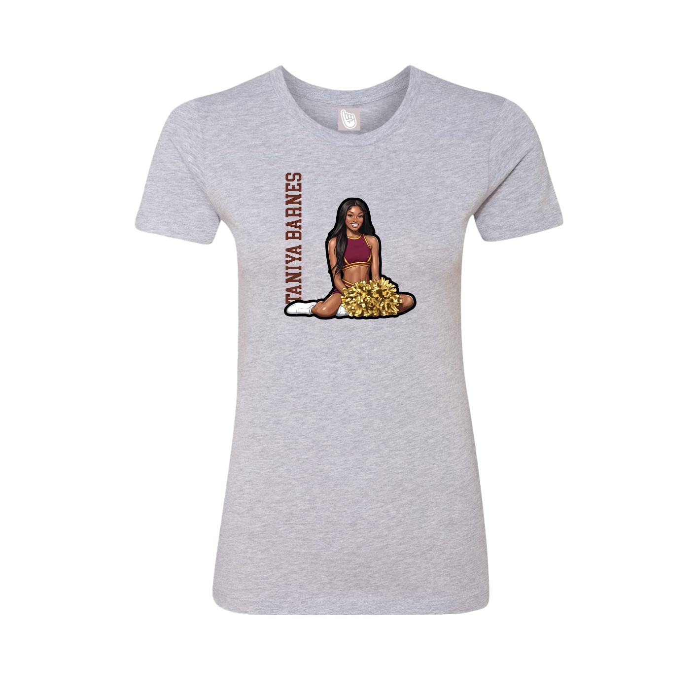 Fitted Women's Tee — Name Vertical in Grey