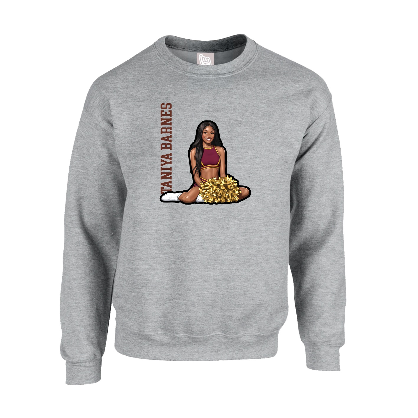Fleece Crew — Name Vertical in Grey
