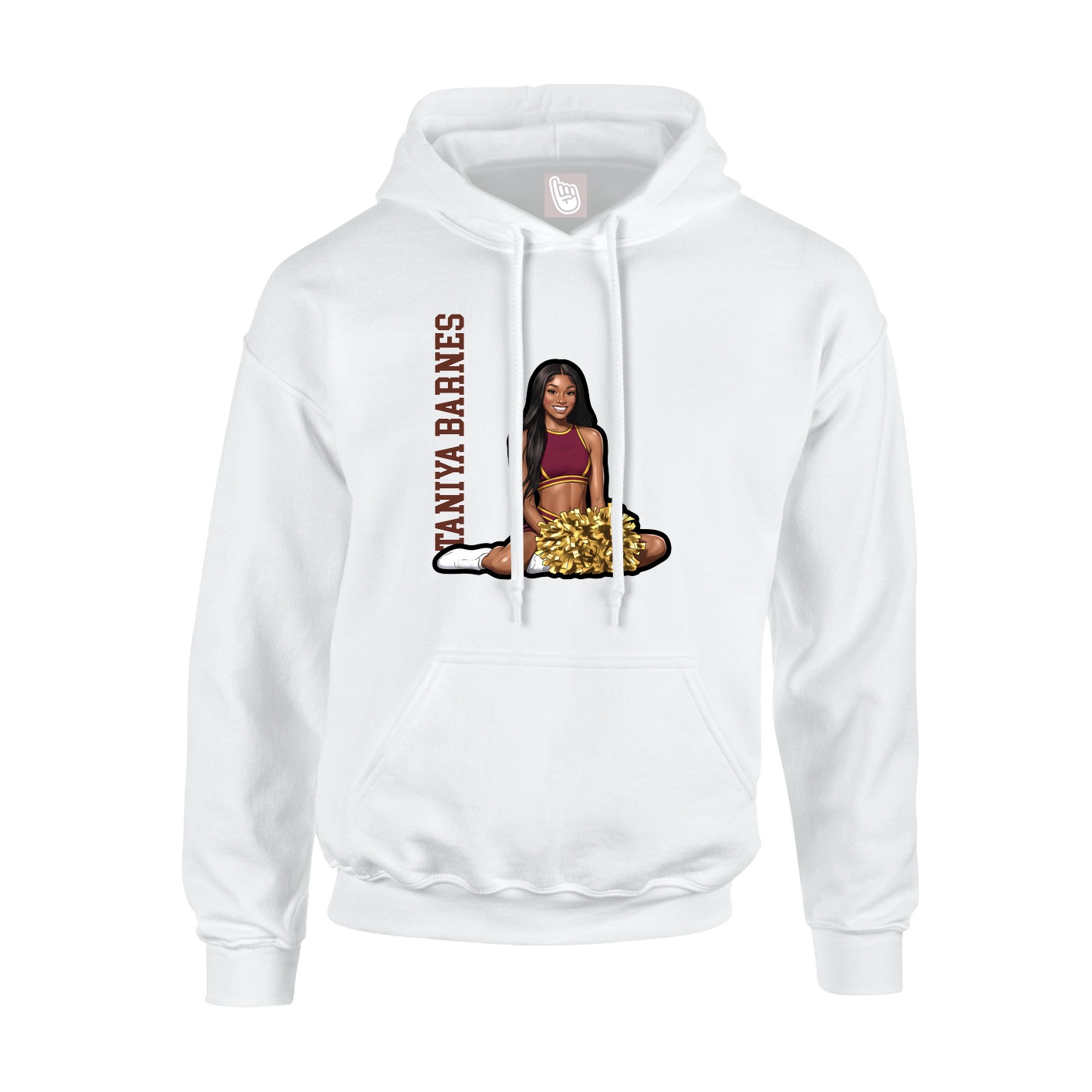 Youth Hoodie — Name Vertical in White