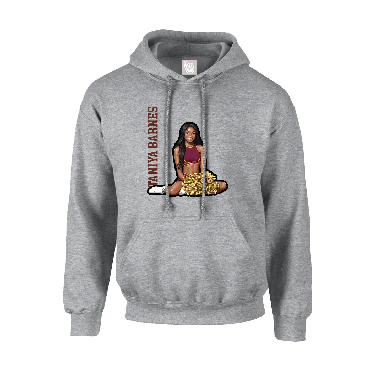 Youth Hoodie — Name Vertical in Grey