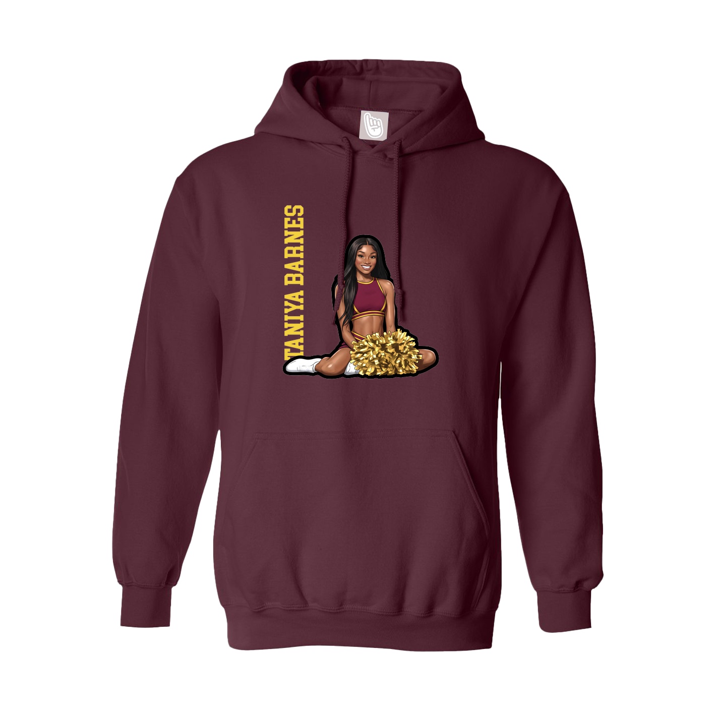 Youth Hoodie — Name Vertical in Maroon