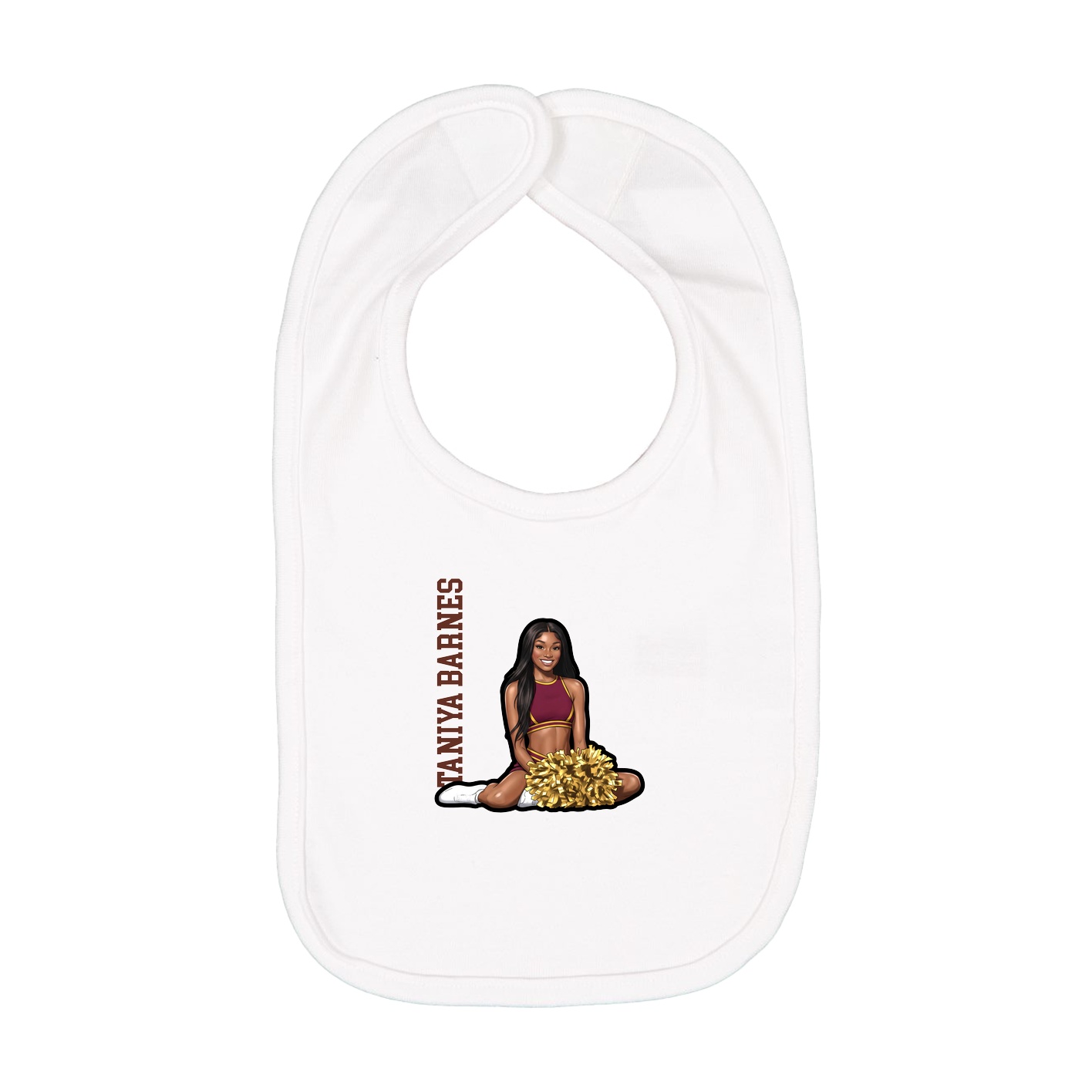 Infant Bib — Name Vertical in White
