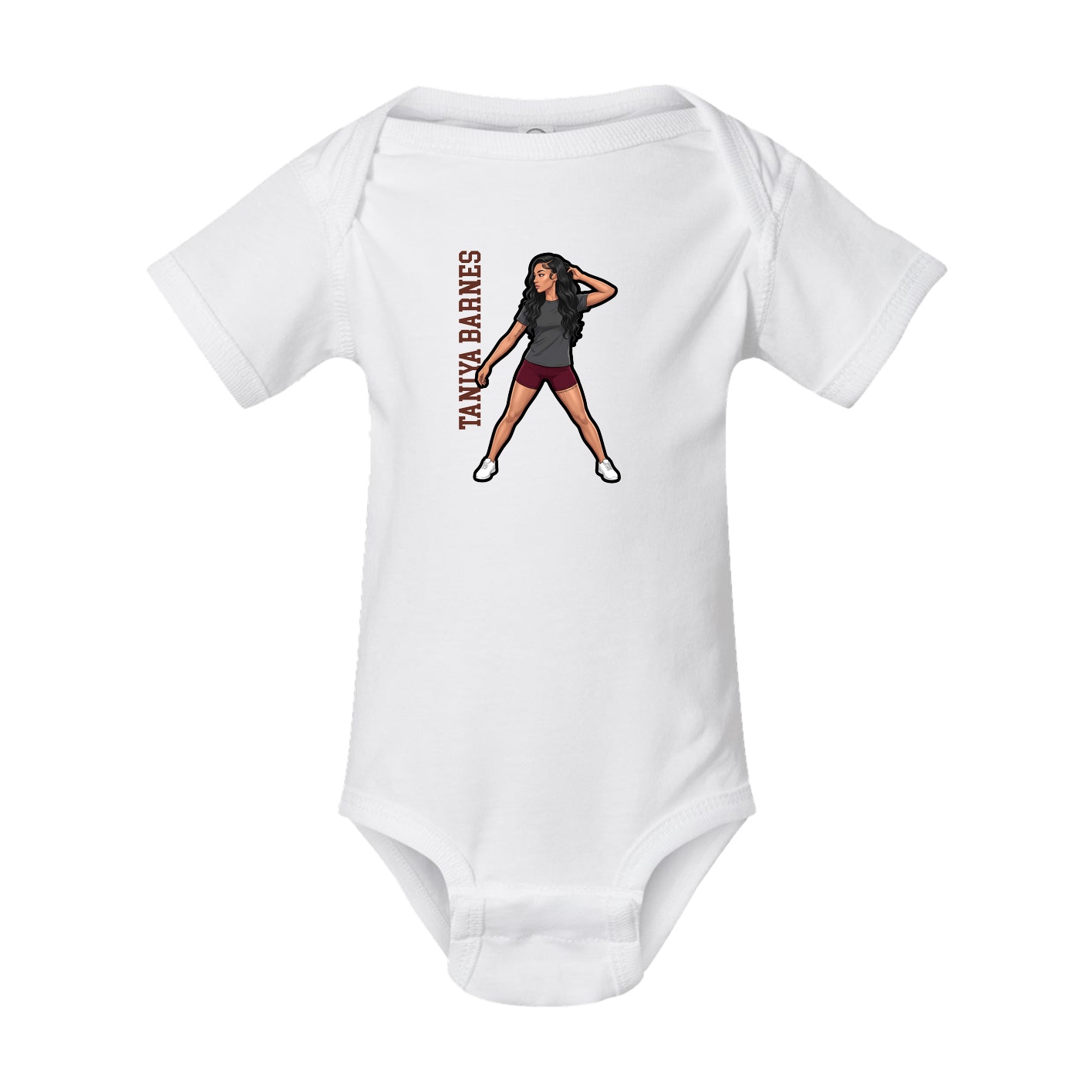 Baby Onesie — Name Vertical in White