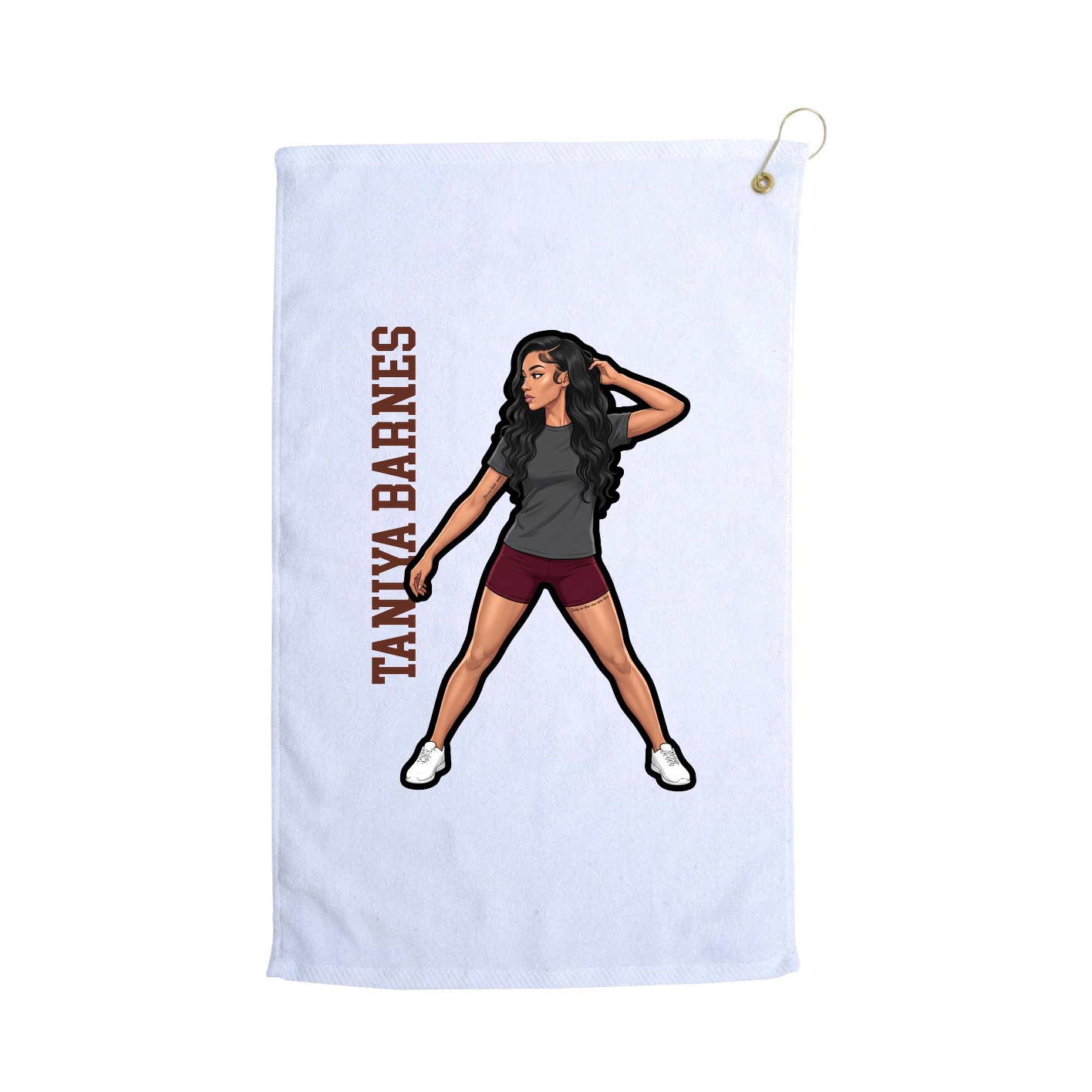 Golf Towel — Name Vertical in White