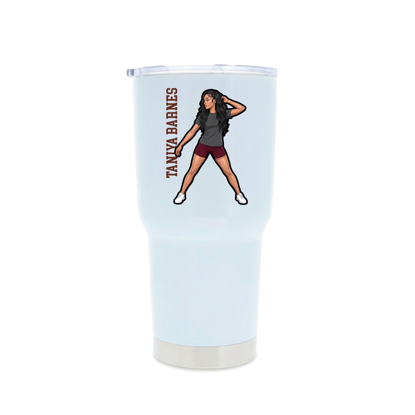 30oz Stainless Steel Tumbler — Name Vertical in White