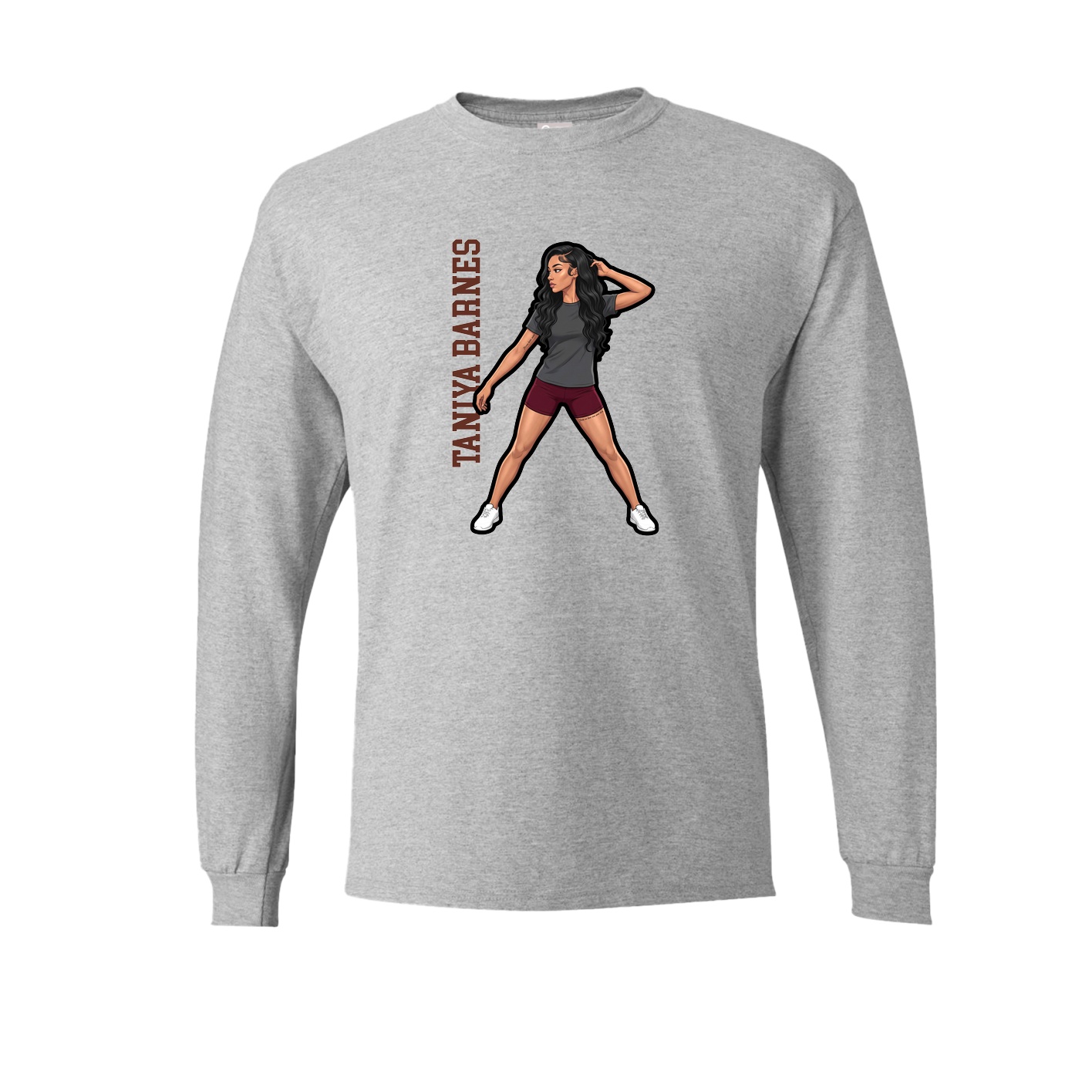 Long Sleeve Tee — Name Vertical in Grey