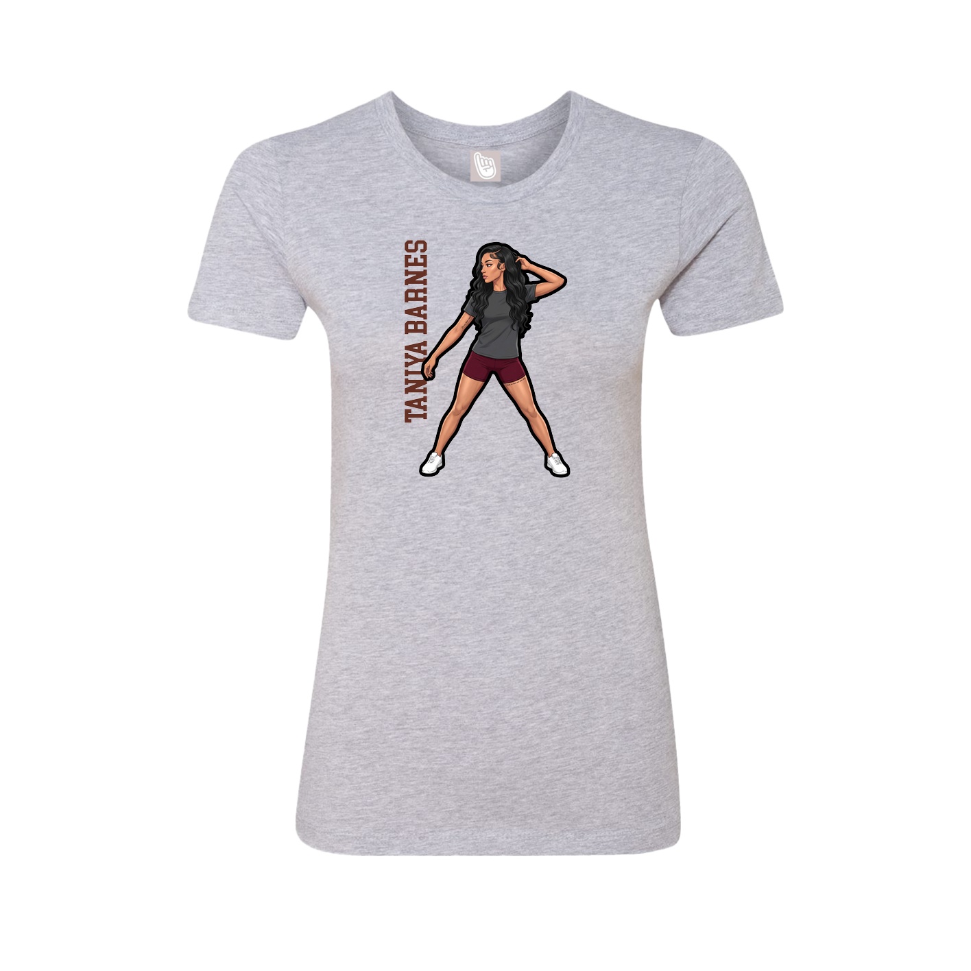 Womens Tee — Name Vertical in Grey