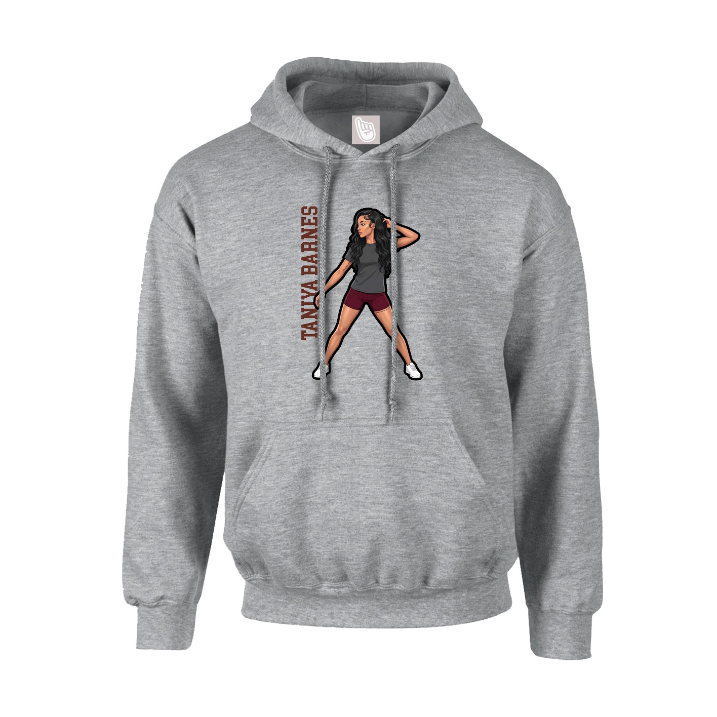 Hoodie — Name Vertical in Grey