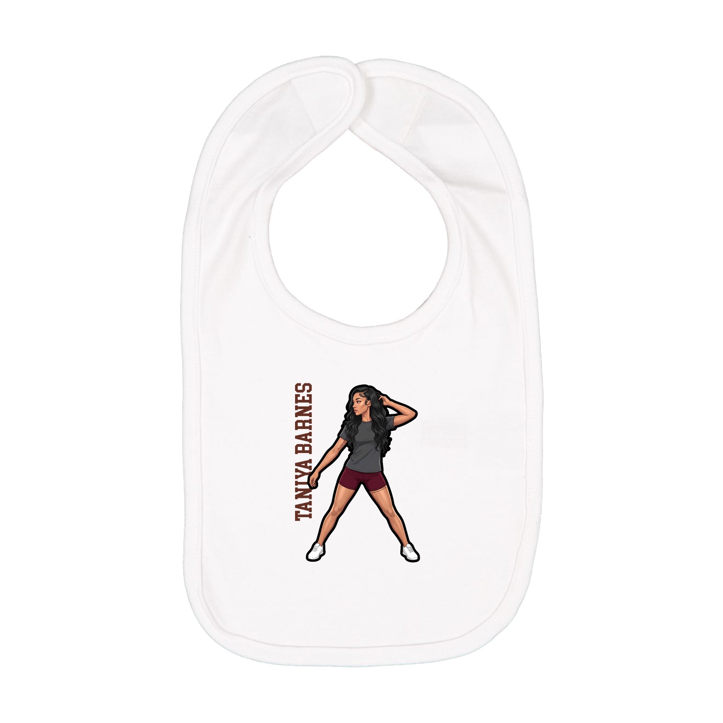 Infant Bib — Name Vertical in White
