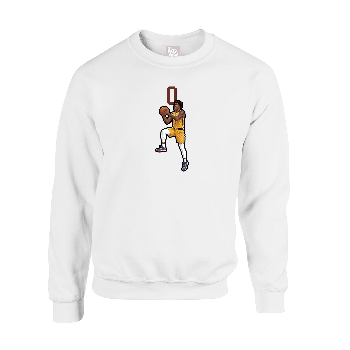 Fleece Crew — Number Top in White