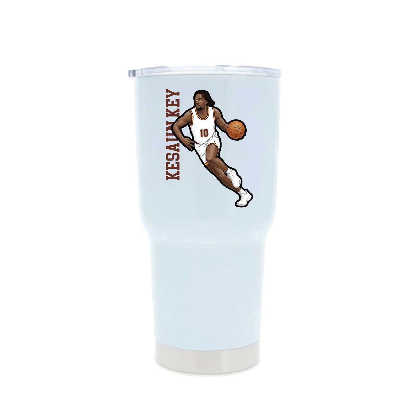 30oz Stainless Steel Tumbler — Name Vertical in White