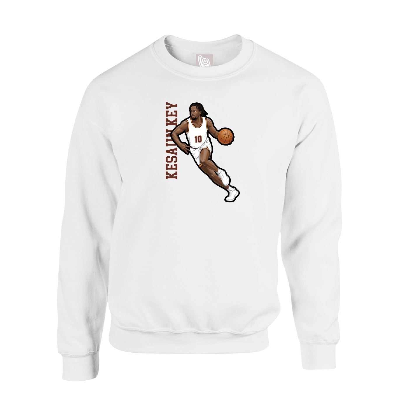 Fleece Crew — Name Vertical in White